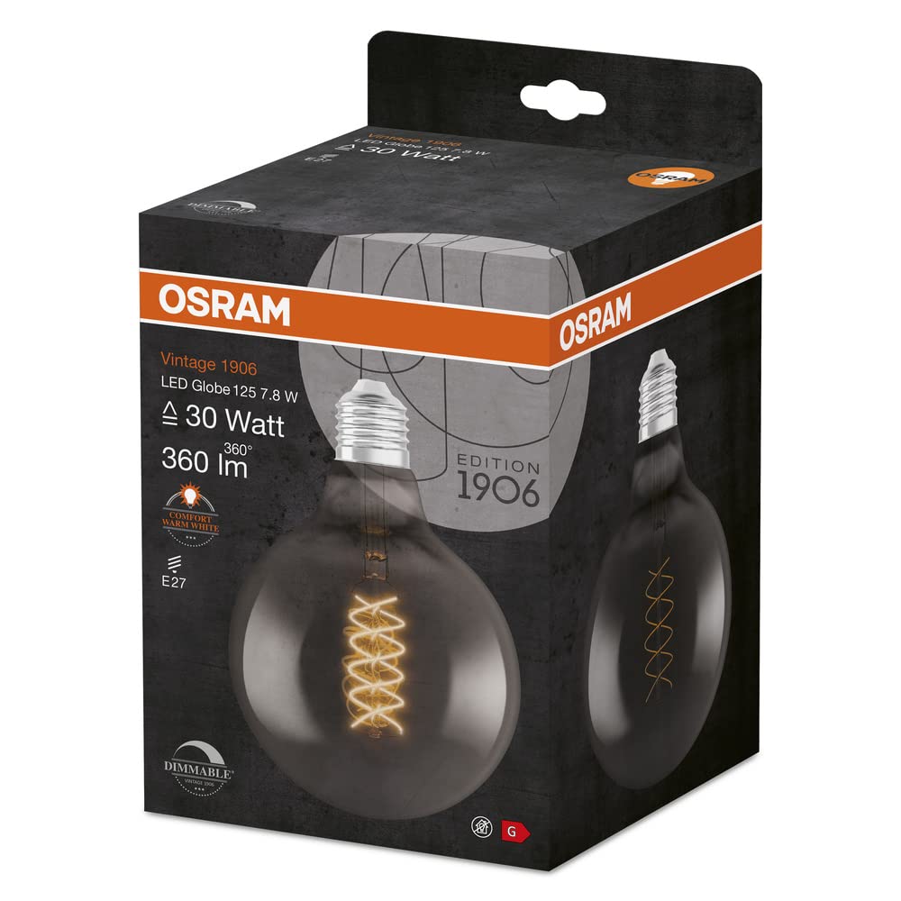 osram-vintage-1906-ampoule-led-globe-fum-e-7-8w-360lm-e27-filament-spirale-blanc image 2