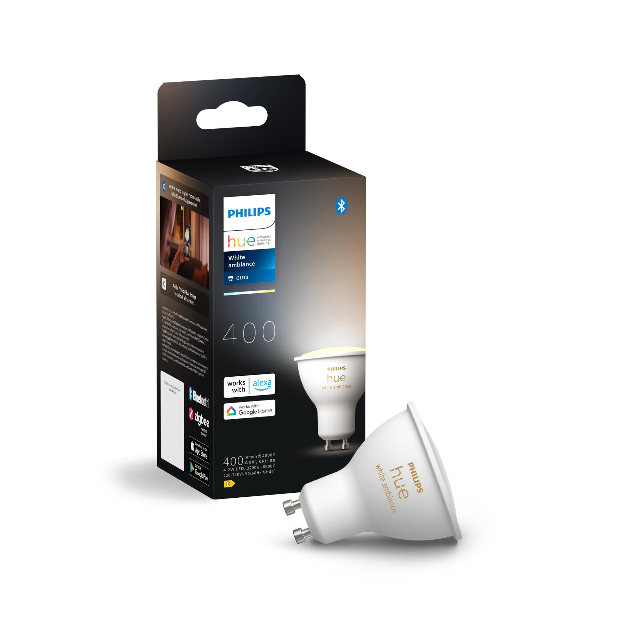 philips-hue-white-ambiance-gu10-pack-de-4-spots-connect-s-blanc-chaud-froid-r-gl image 2