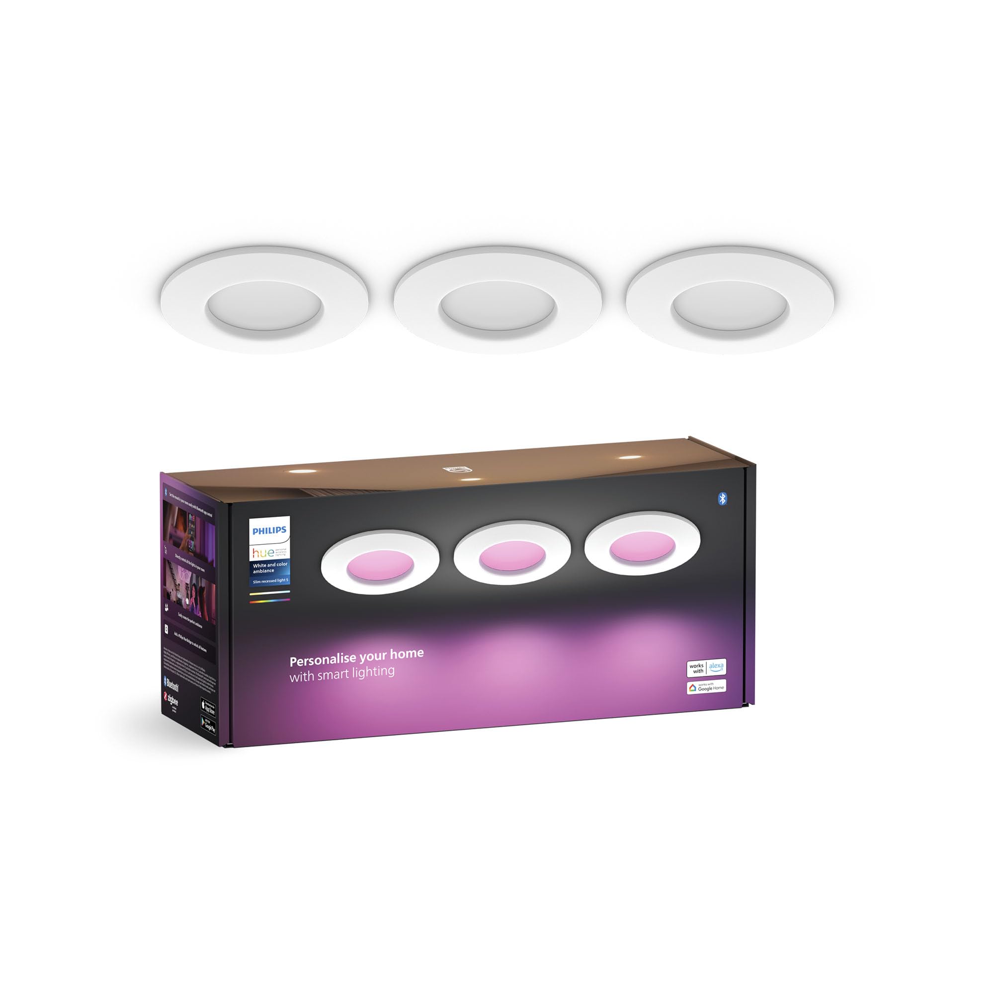 philips-hue-white-color-ambiance-slim-downlight-pack-de-3-spots-encastr-s-connec image 1