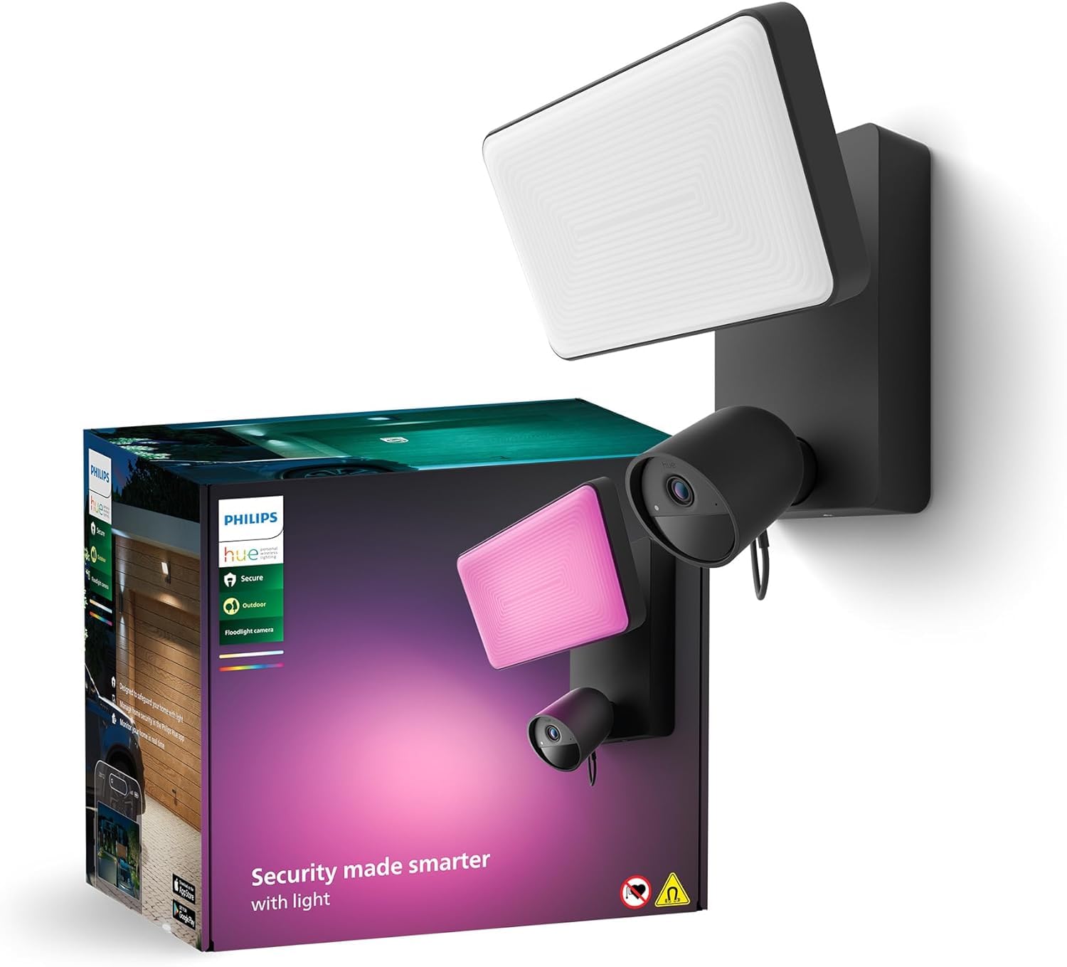 philips-hue-secure-projecteur-avec-cam-ra-de-s-curit-1080p-int-gr-e-noir-ext-rie image 1