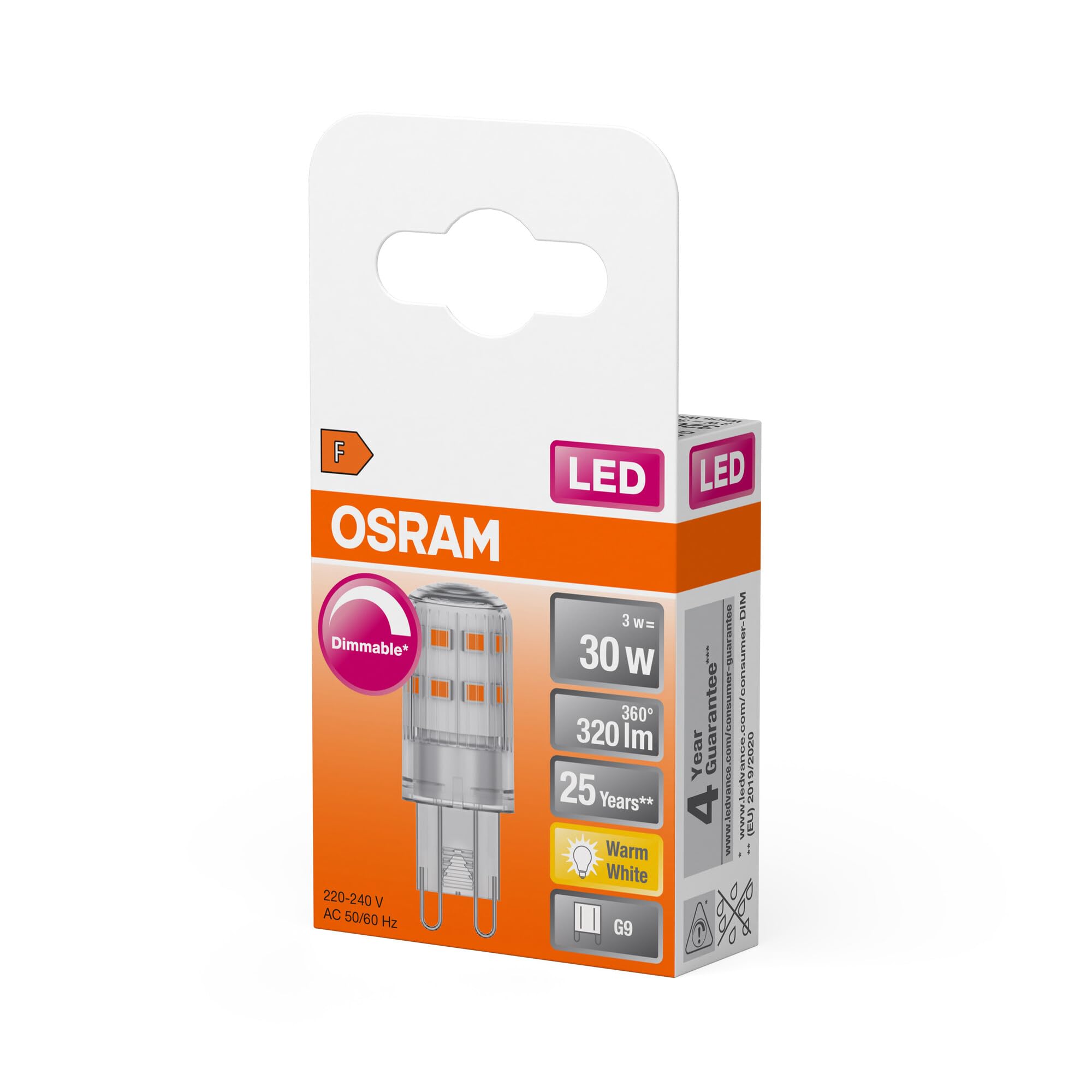 osram-led-pin-ampoule-dimmable-g9-blanc-chaud-2700-k-350-lumens-verre-clair-pack image 4