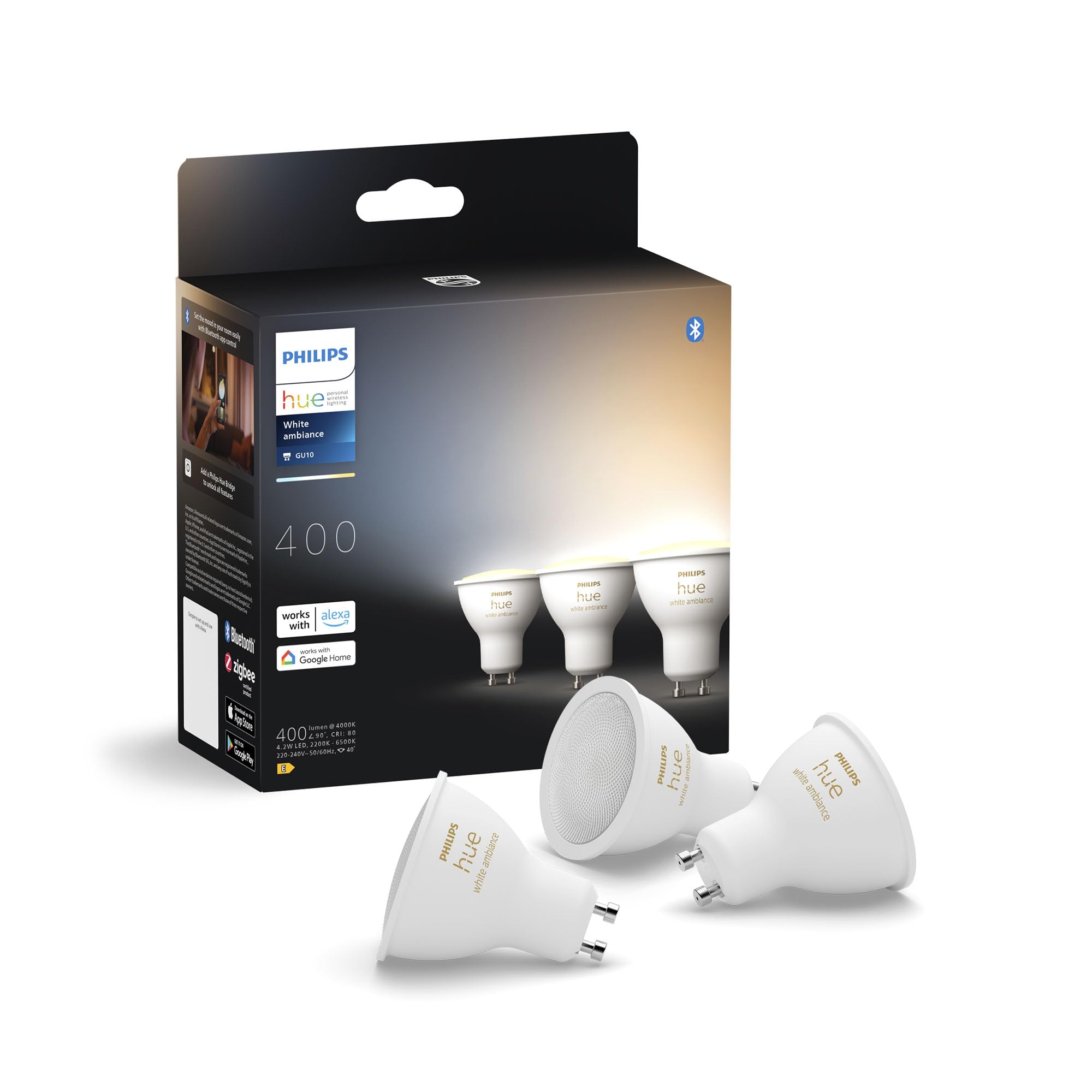 philips-hue-white-ambiance-ampoule-led-connect-e-gu10-pack-de-3-400-lumens-bluet image 4