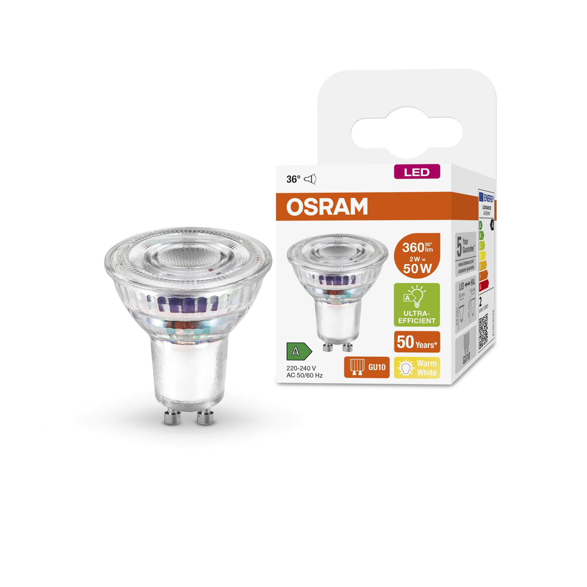 osram-par16-lampe-led-reflecteur-gu10-2-w-remplace-50-w-2700-k-blanc-chaud-verre image 1