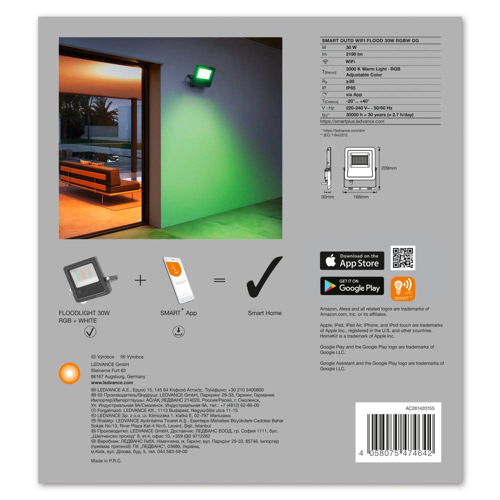 ledvance-smart-wifi-projecteur-ext-rieur-led-30-w-rgbw-aluminium-ip65-couleurs-r image 4