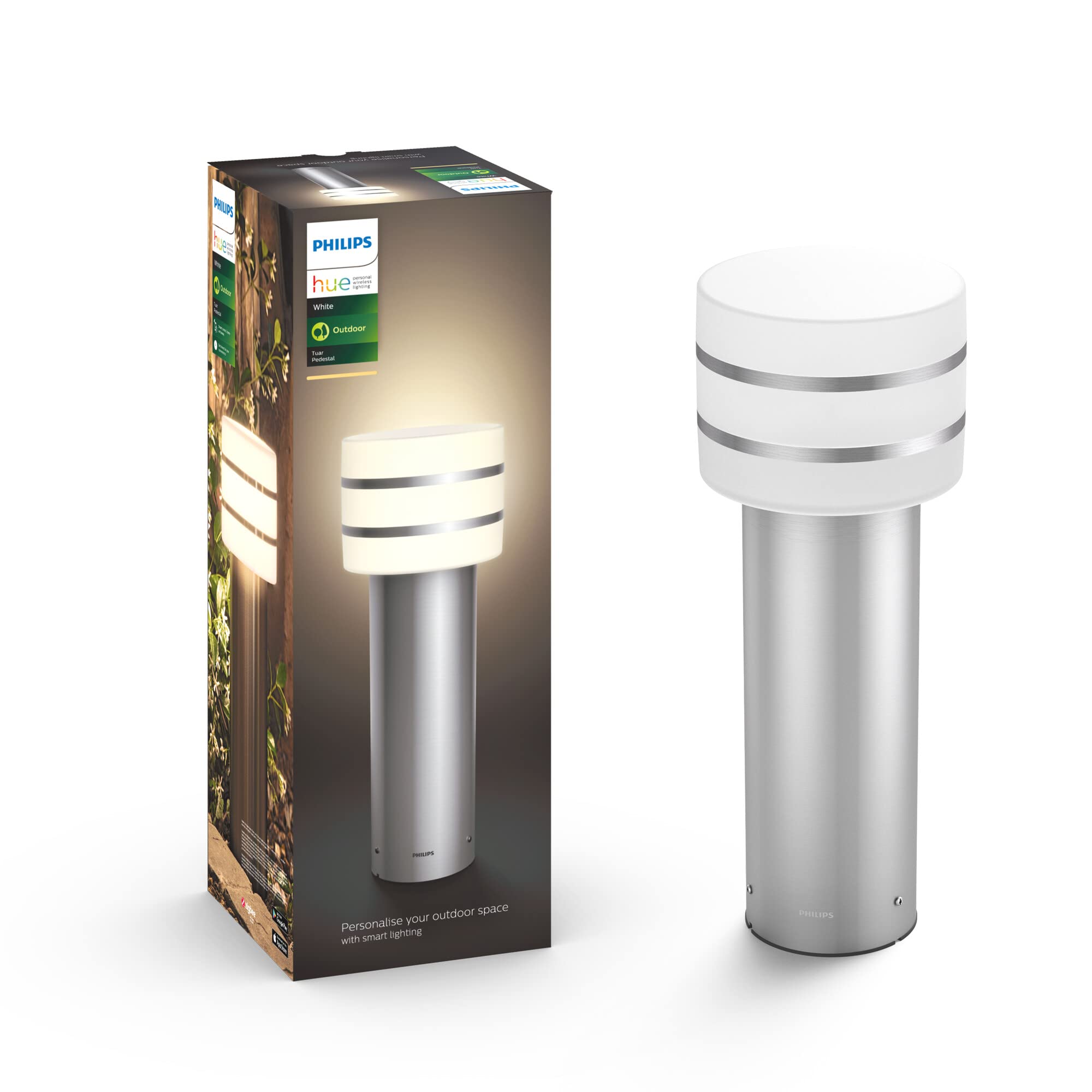 philips-hue-white-tuar-borne-ext-rieure-led-en-acier-inoxydable-bross-1-x-9-5-w- image 2