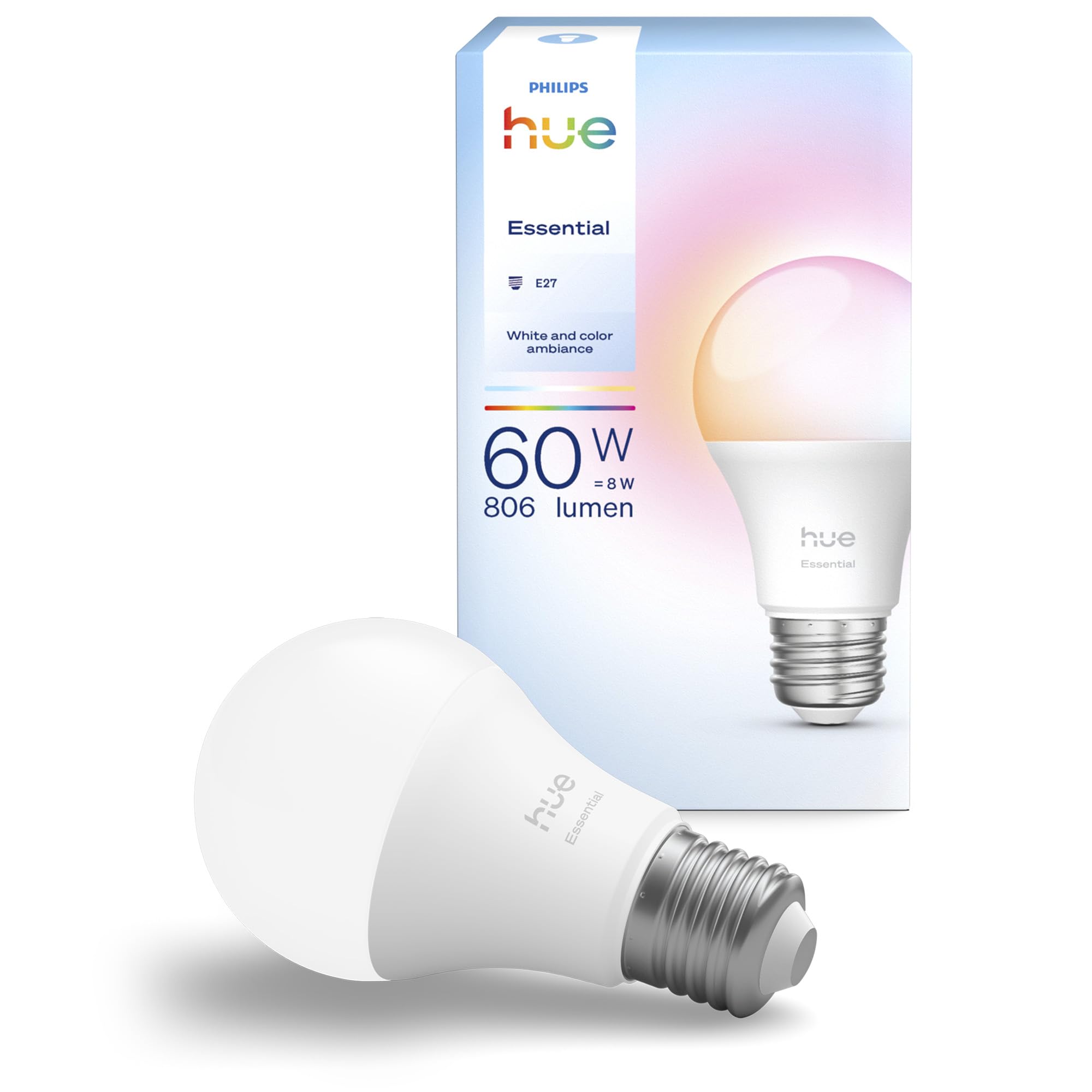 philips-hue-essential-ampoule-connect-e-a60-led-e27-white-and-color-ambiance-8-w image 1