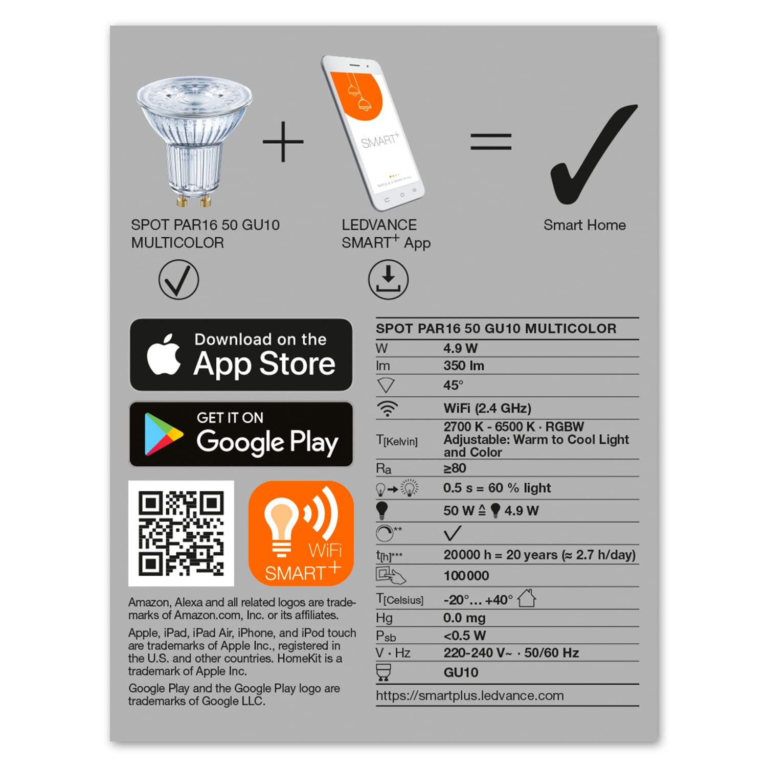 ledvance-smart-wifi-spot-led-gu10-rgbw-pack-de-4-blanc-tunable-2700-6500k-gradab image 5
