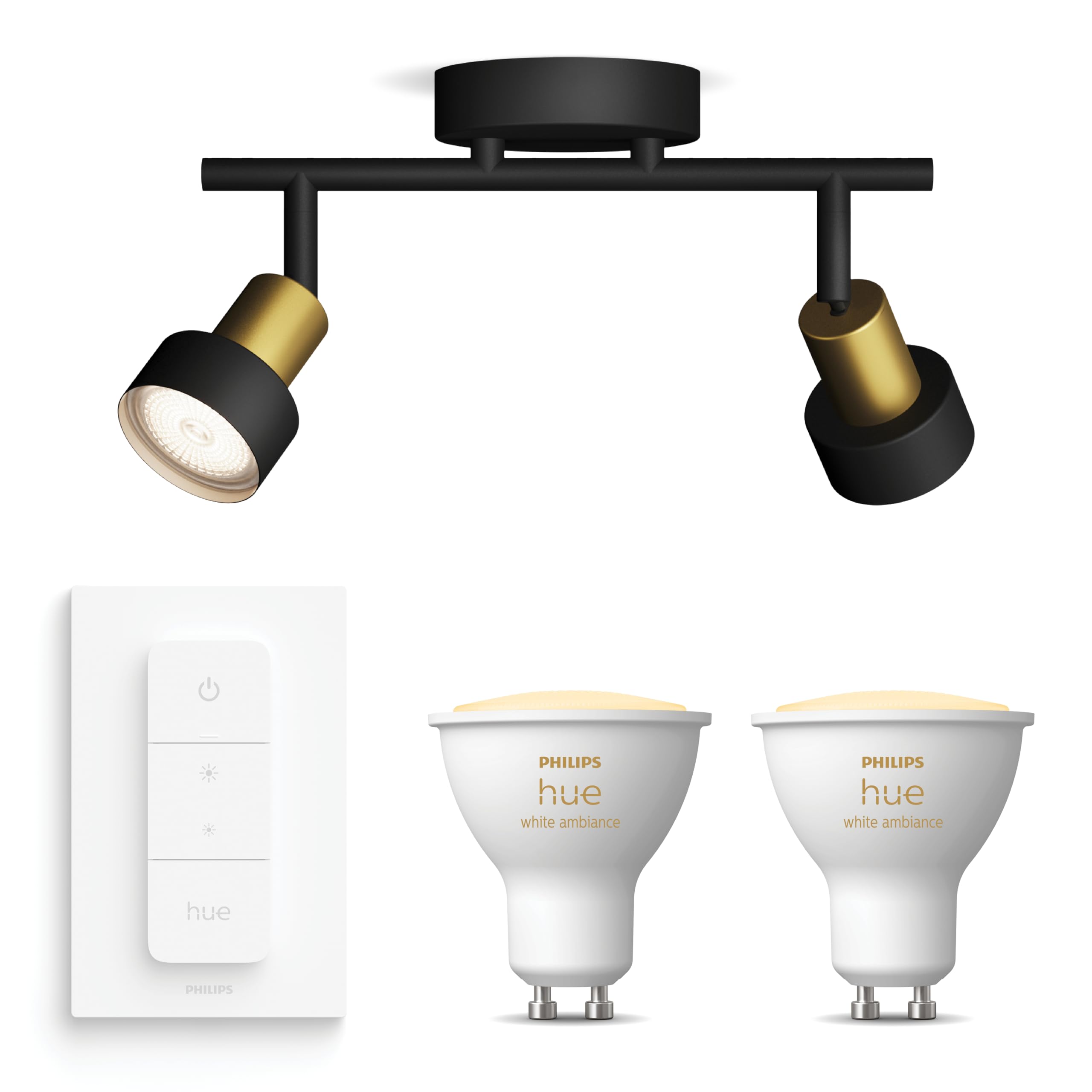 philips-hue-conduit-spot-en-saillie-noir-or-2-points-lumineux-gu10-hue-white-amb image 1