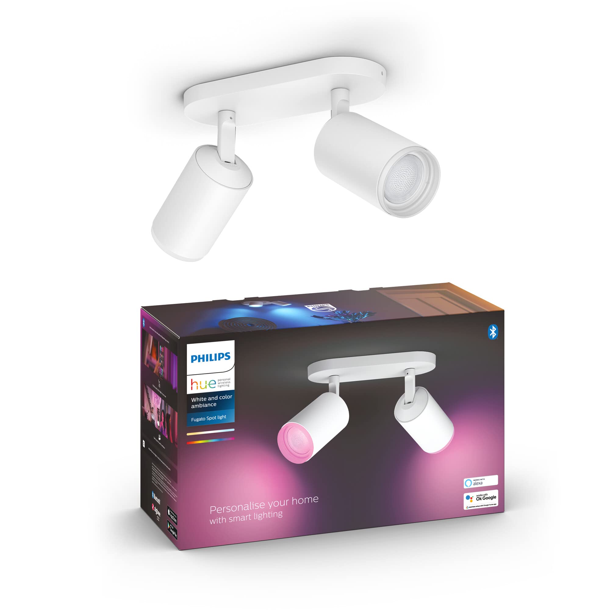 philips-hue-white-color-ambiance-fugato-spot-led-2x5-7w-blanc-bluetooth-compatib image 2