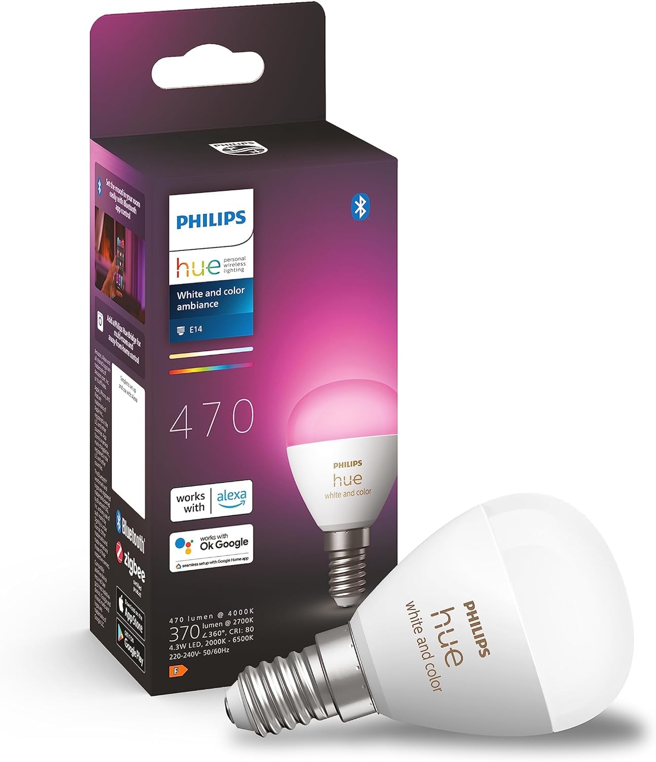 philips-hue-white-color-ambiance-e14-pack-de-2-ampoules-led-connect-es-16-millio image 6