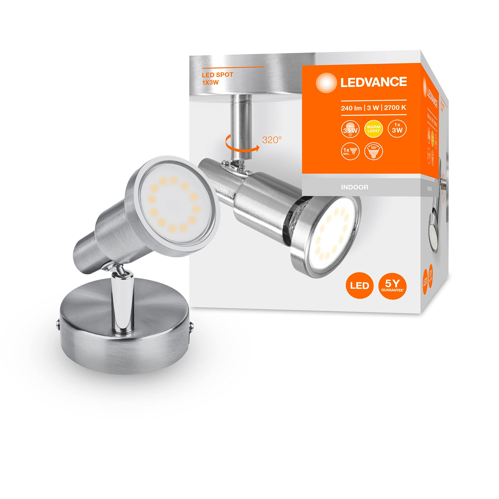 ledvance-spot-led-gu10-1-flamme-en-aluminium-t-te-pivotante-blanc-chaud-2700-k-3 image 3