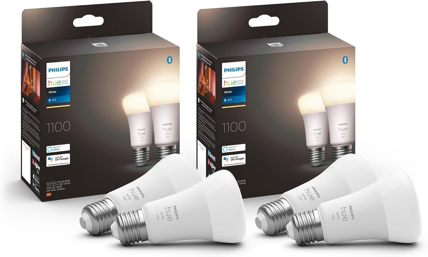 philips-hue-white-ancienne-g-n-ration-pack-de-4-ampoules-led-connect-es-e27-75-w image 1