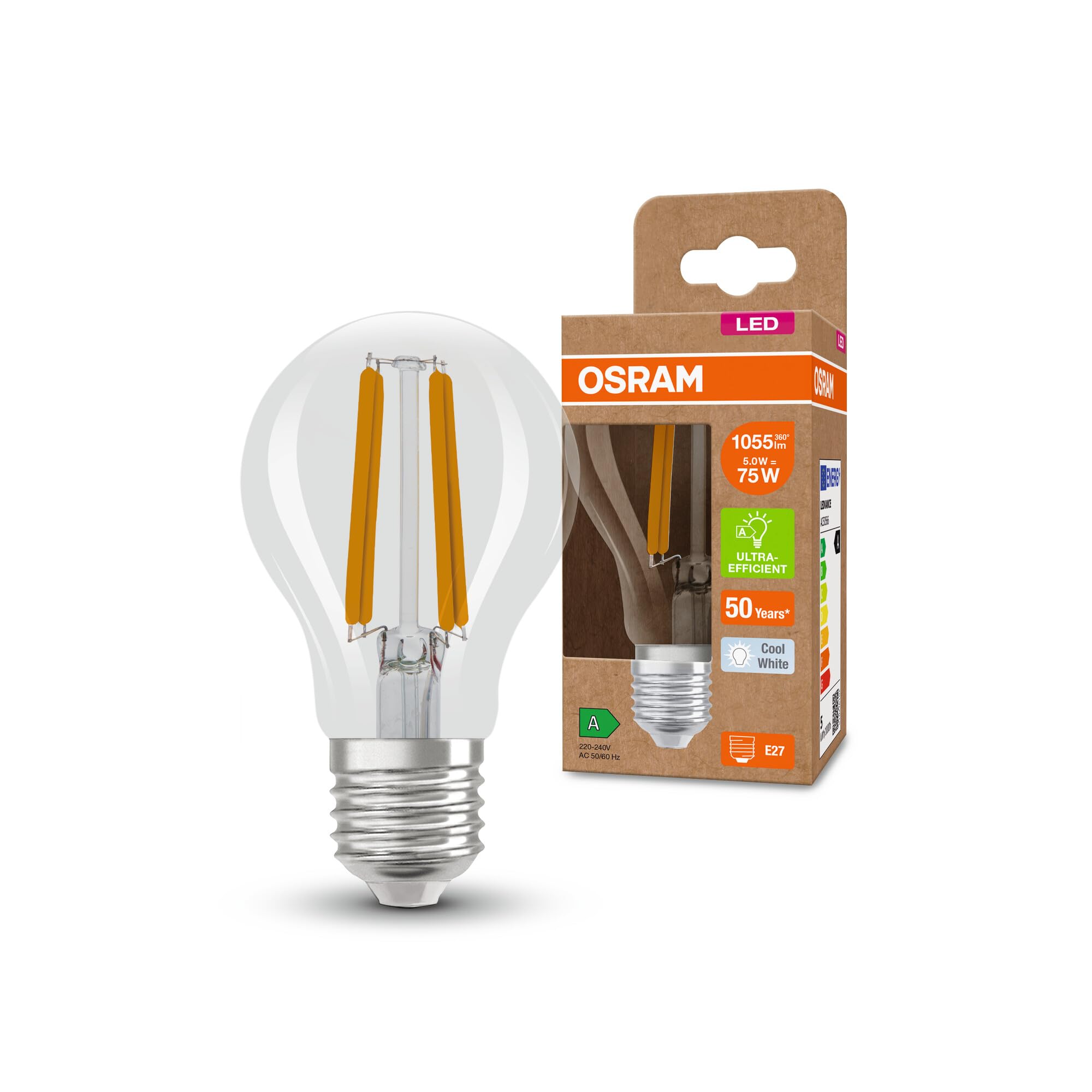 osram-led-superstar-high-efficiency-pack-de-5-ampoules-led-e27-filament-verre-cl image 6