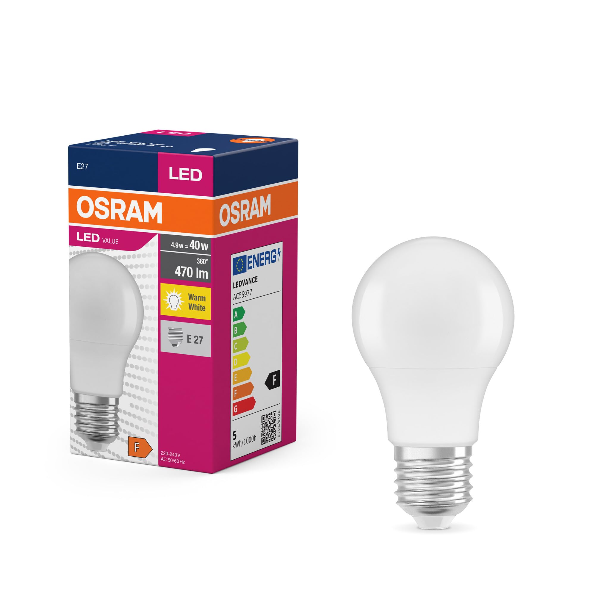 ledvance-led-classic-a40-ampoule-e27-culot-vis-blanc-chaud-2700-k-470-lumens-qui image 1