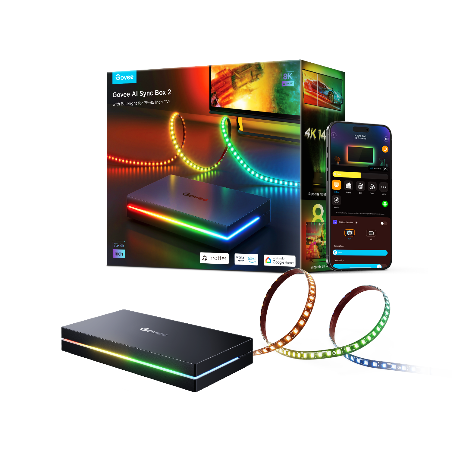 govee-ai-sync-box-kit-2-reconditionn-bo-tier-de-synchronisation-hdmi-2-1-8k-avec image 2