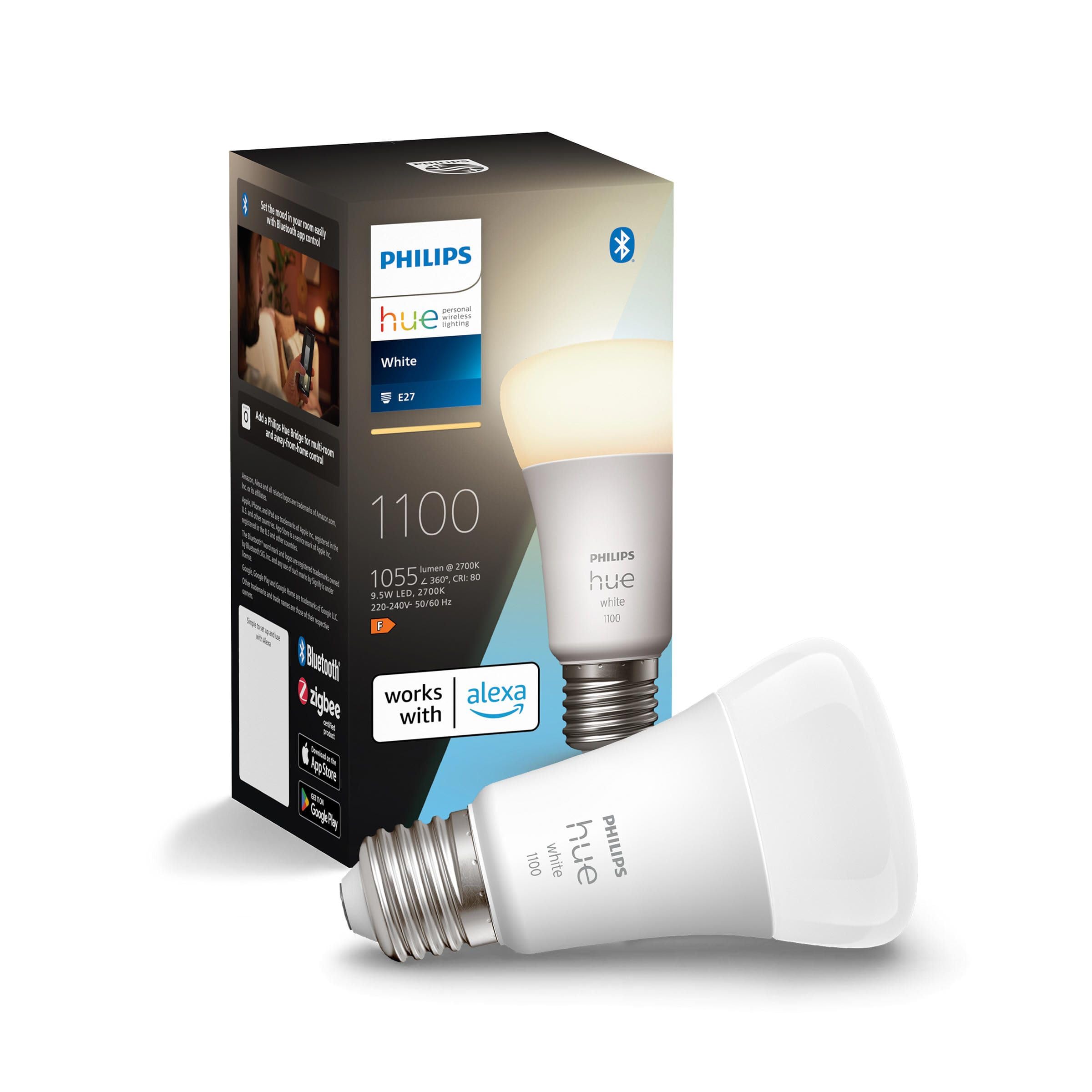 philips-hue-white-e27-pack-2-ampoules-led-connect-es-1055-lm-gradables-ultra-bas image 3