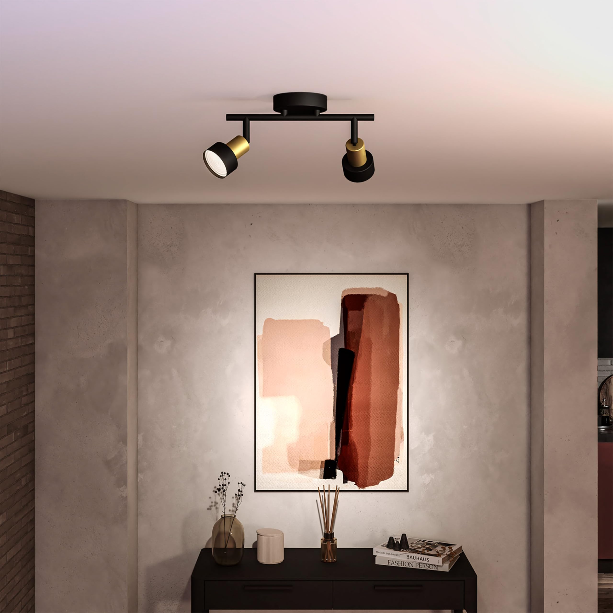 philips-hue-conduit-spot-en-saillie-noir-or-2-points-lumineux-gu10-hue-white-amb image 4