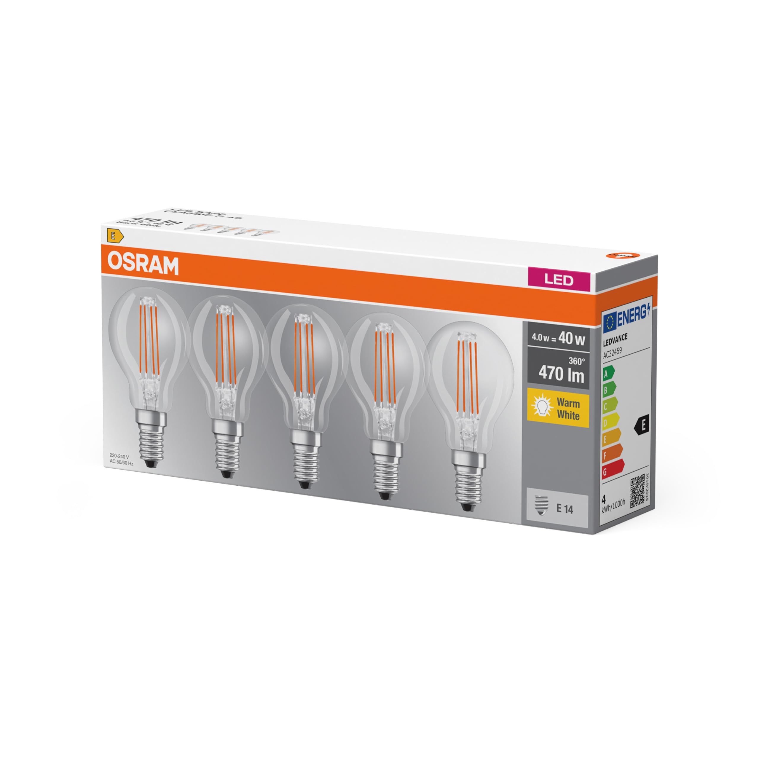 ledvance-osram-led-base-classic-p-lot-de-5-lampes-led-e14-bougie-4-w-quivalent-4 image 2