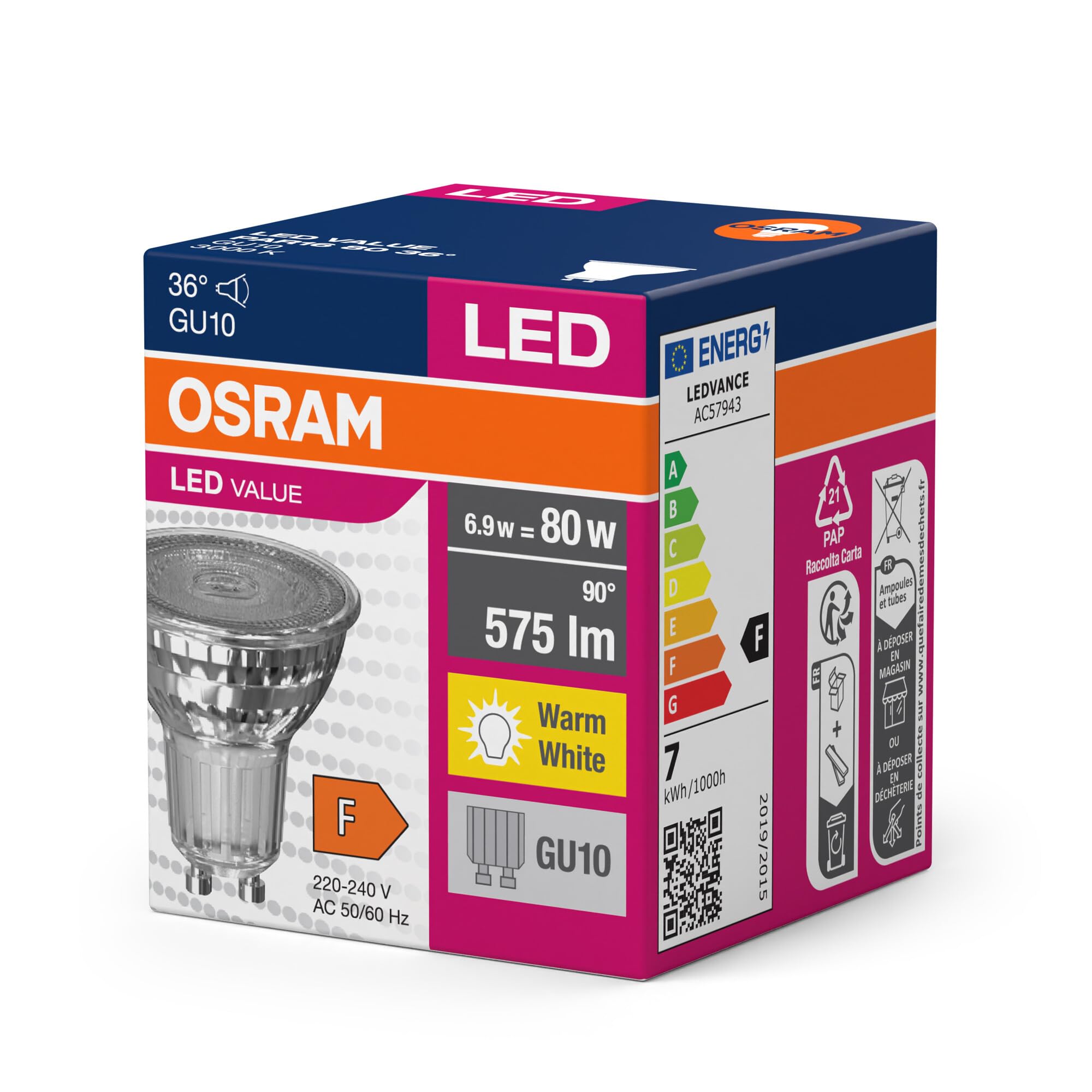 ledvance-osram-led-star-par16-gu10-575-lumens-blanc-chaud-3000-k-remplacement-ha image 6