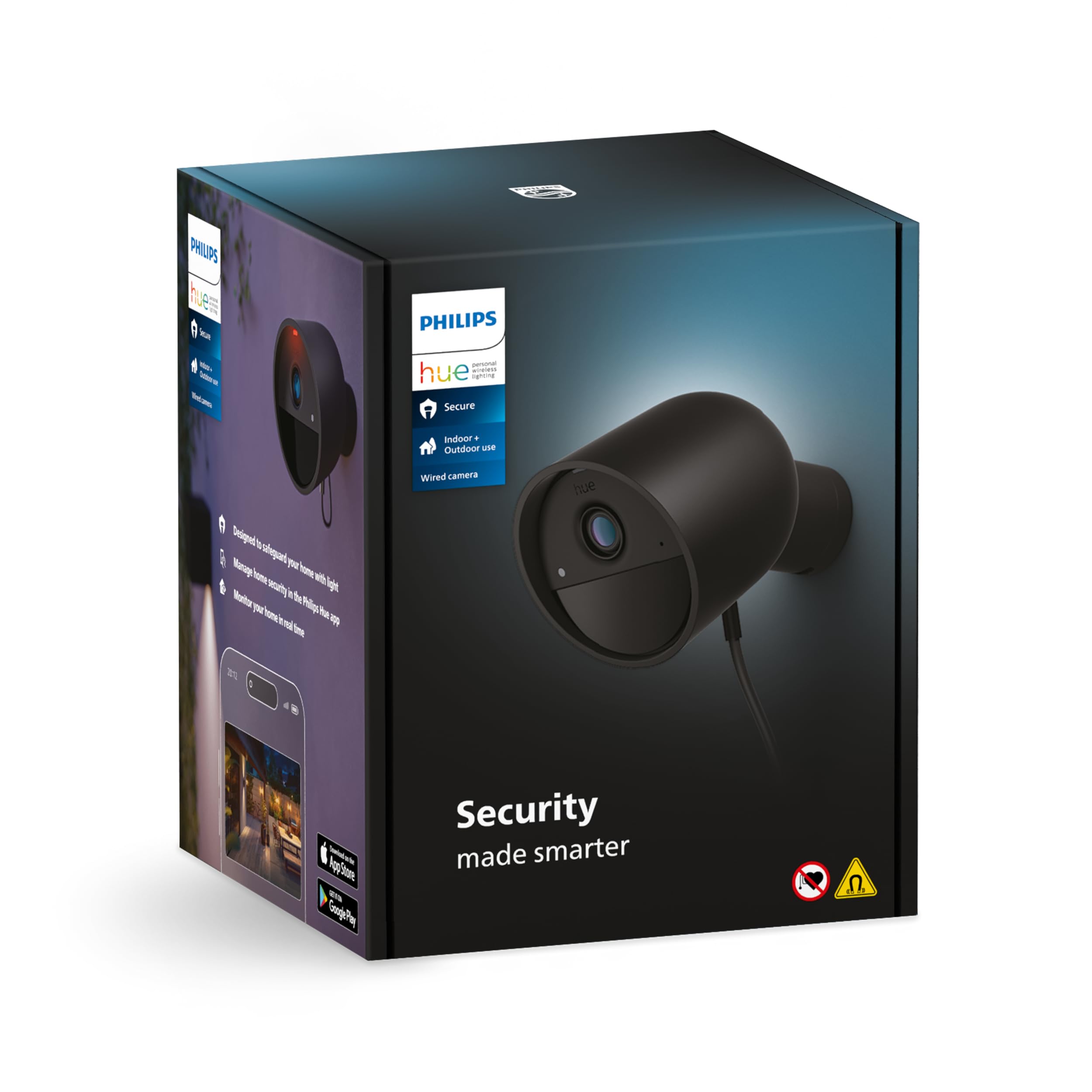 philips-hue-cam-ra-de-s-curit-filaire-intelligente-1080p-noire-int-rieur-ext-rie image 3