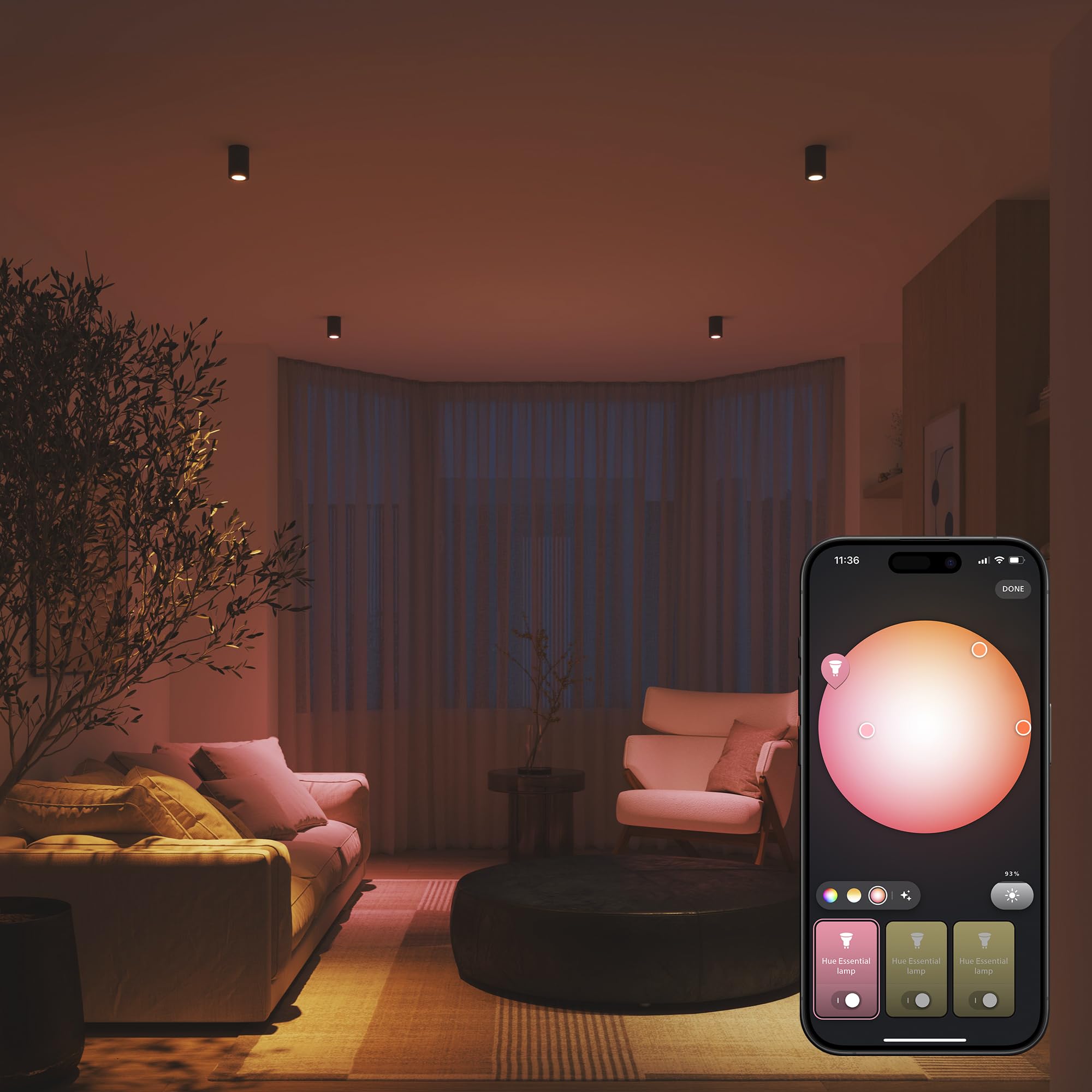 philips-hue-essential-lot-de-3-spots-gu10-345-lm-ampoules-connect-es-blanc-r-gla image 4