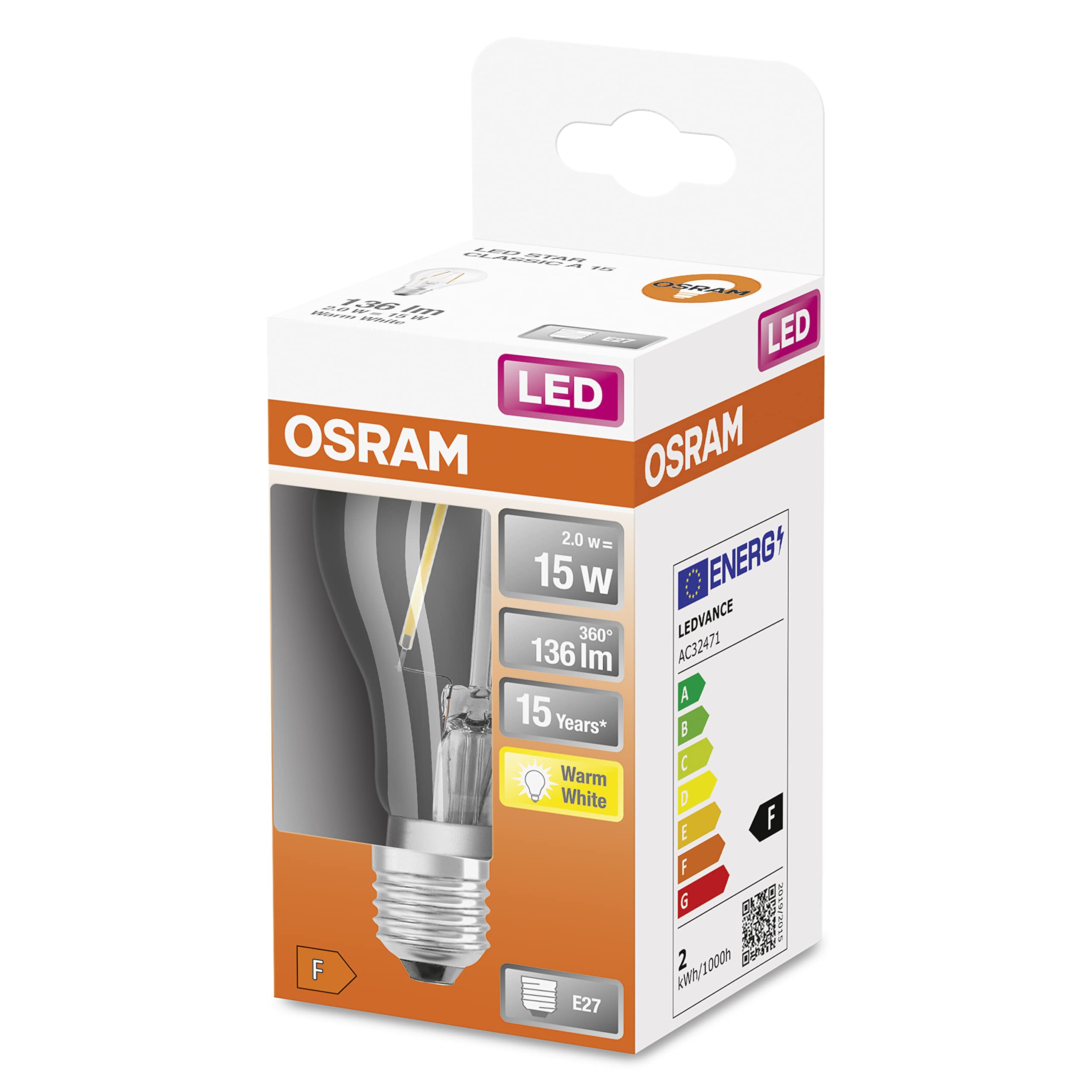 osram-led-star-ampoule-led-filament-clair-e27-blanc-chaud-2700-k-forme-classique image 2