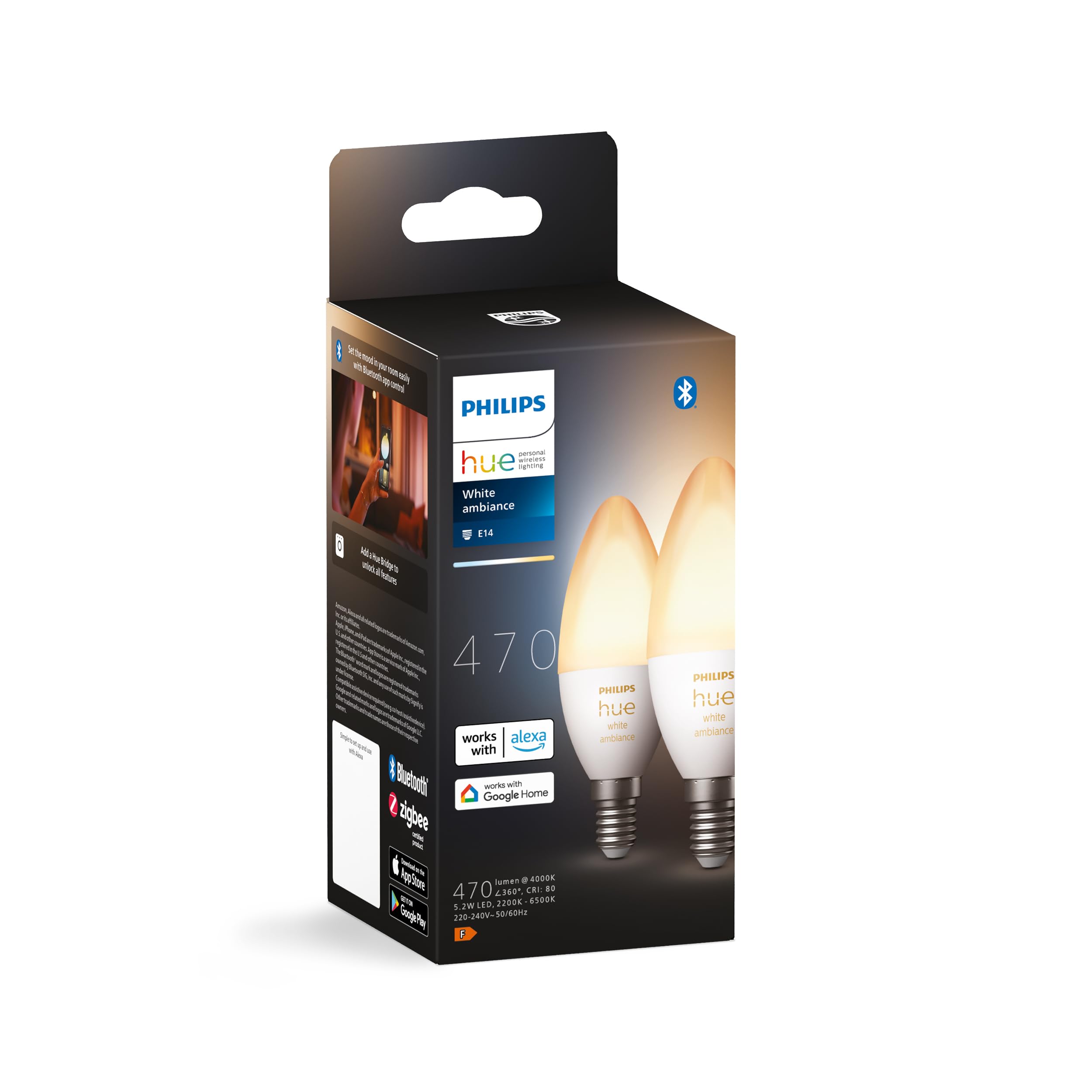 philips-hue-white-ambiance-ampoules-connect-es-flamme-e14-filament-compatible-bl image 1