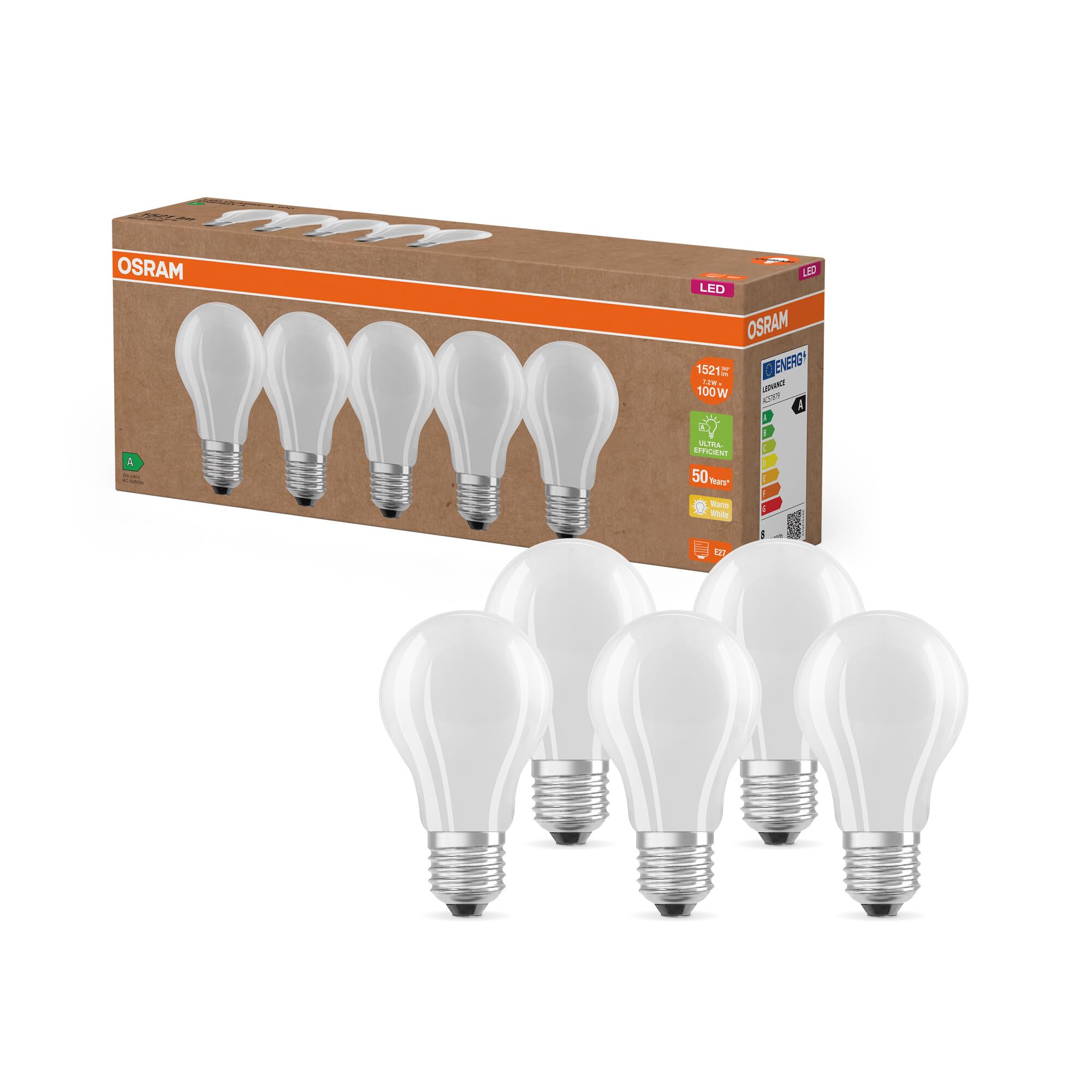 osram-led-superstar-high-efficiency-pack-de-5-ampoules-led-e27-filament-verre-cl image 7