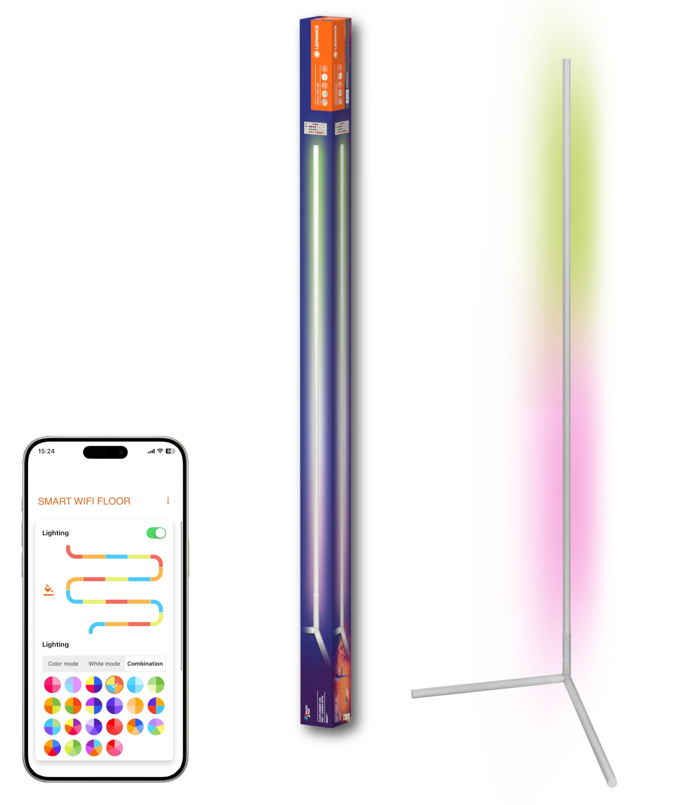 ledvance-lampadaire-d-angle-led-smart-wifi-140-cm-blanc-14w-1170-lm-blanc-et-cou image 1
