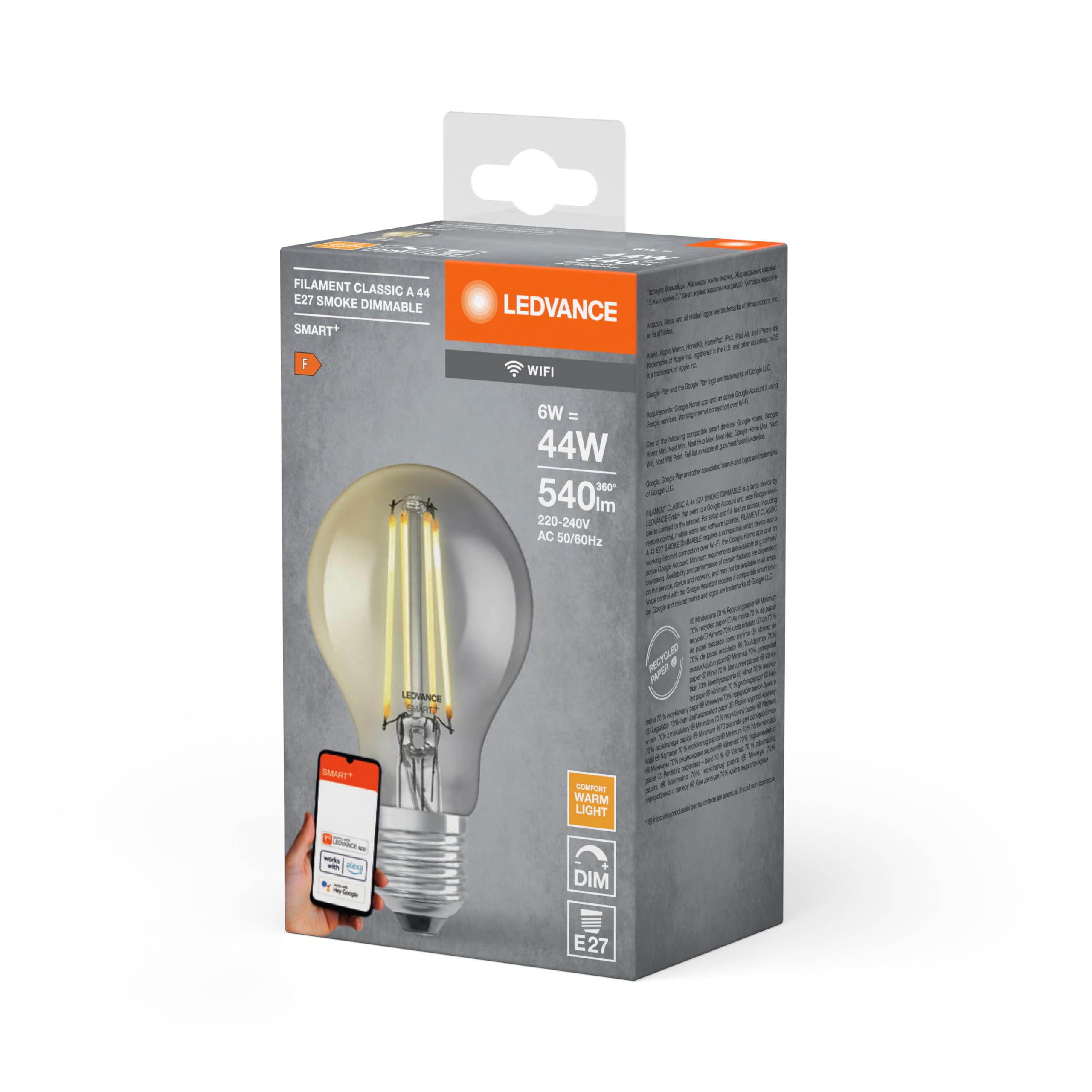 ledvance-smart-wifi-ampoule-filament-fum-forme-standard-e27-dimmable-blanc-chaud image 3