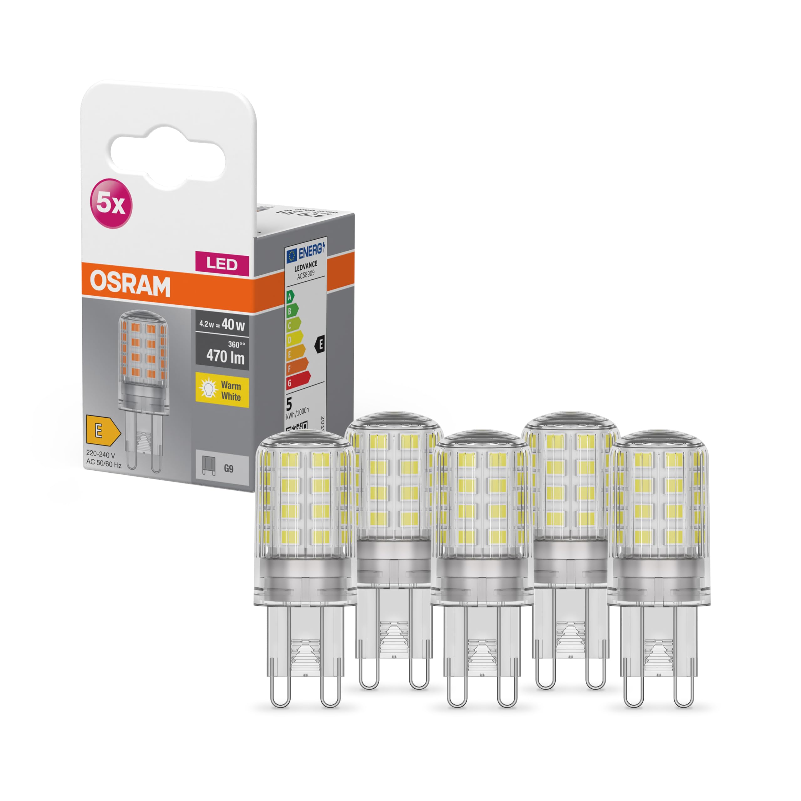 osram-led-star-pin-g9-lot-de-5-ampoules-led-470-lumens-blanc-chaud-2700k-verre-t image 1