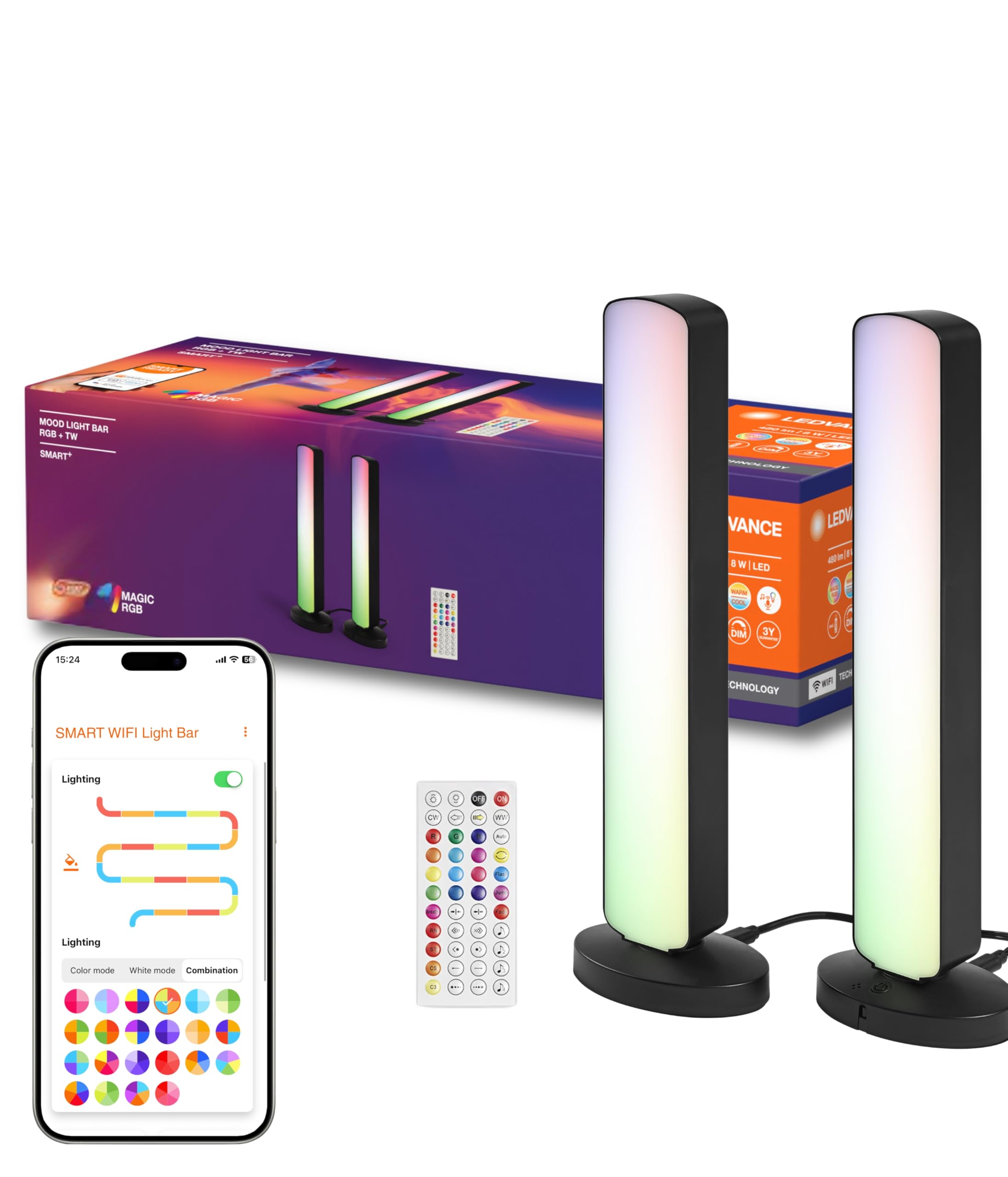ledvance-smart-wi-fi-led-mood-light-barres-lumineuses-noires-2x-2-5w-2x-480-lm-r image 1