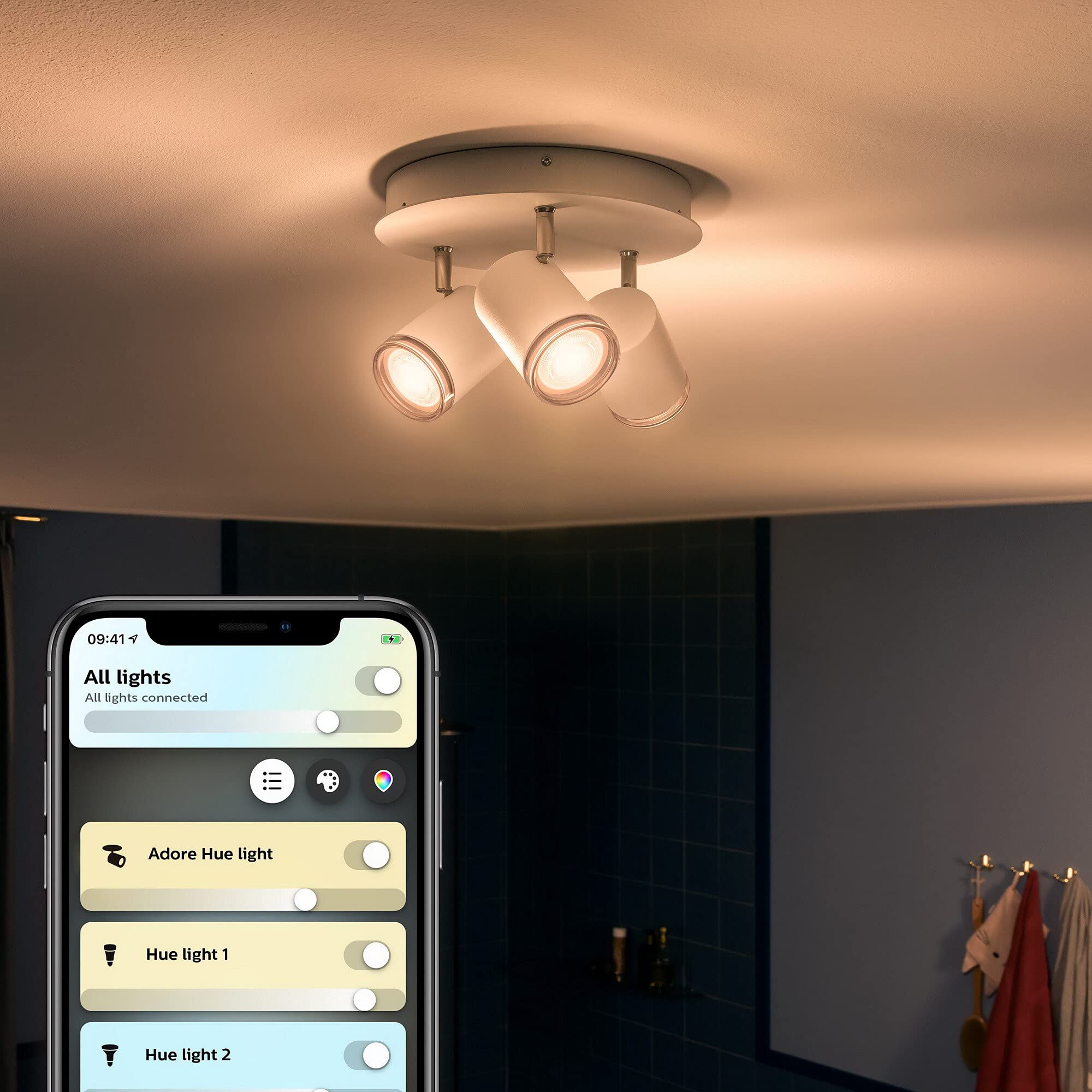 philips-hue-white-ambiance-adore-spot-plafonnier-spirale-salle-de-bain-3x5-5w-bl image 2