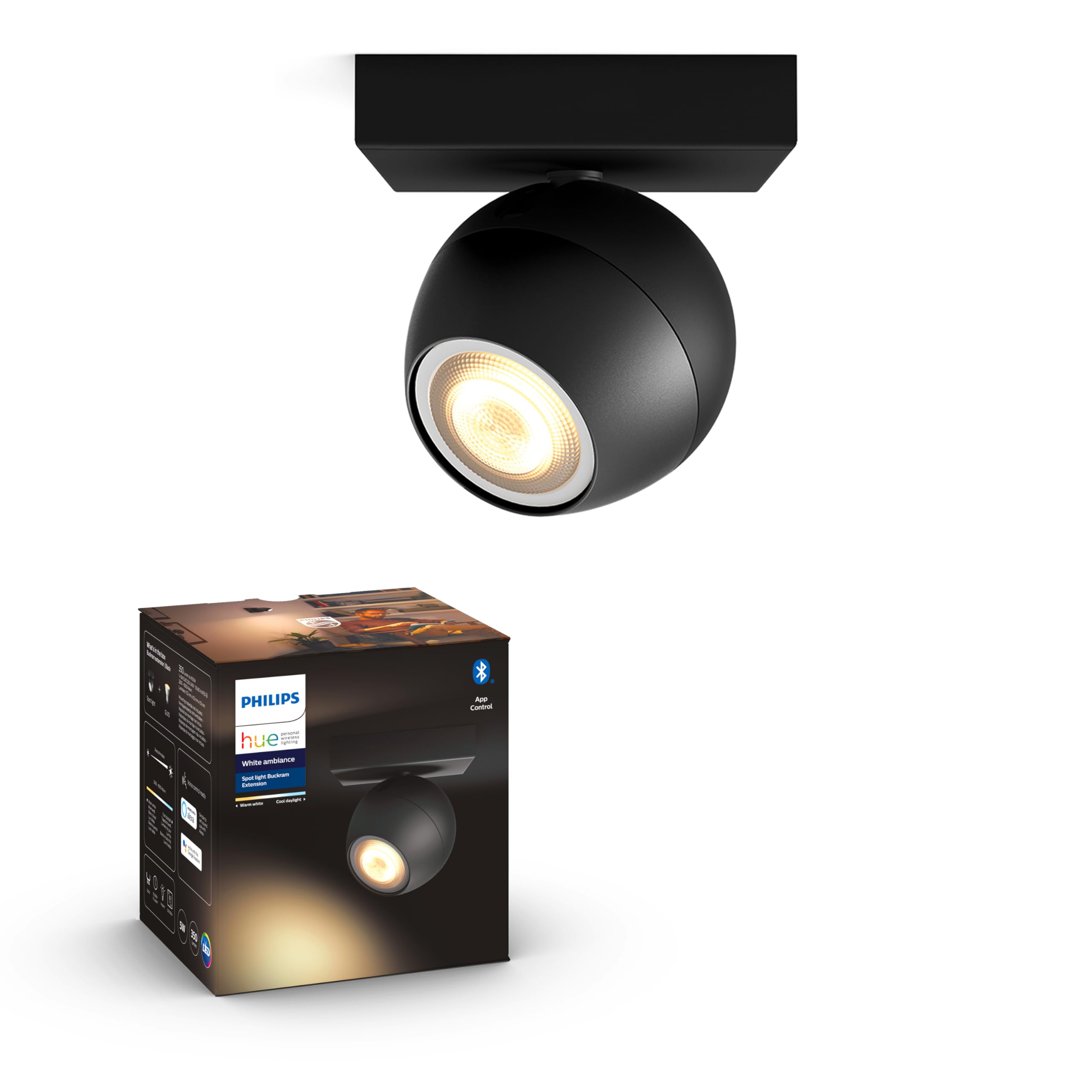 philips-hue-white-ambiance-buckram-spot-5-5-w-noir-spot-encastr-intelligent-blue image 1