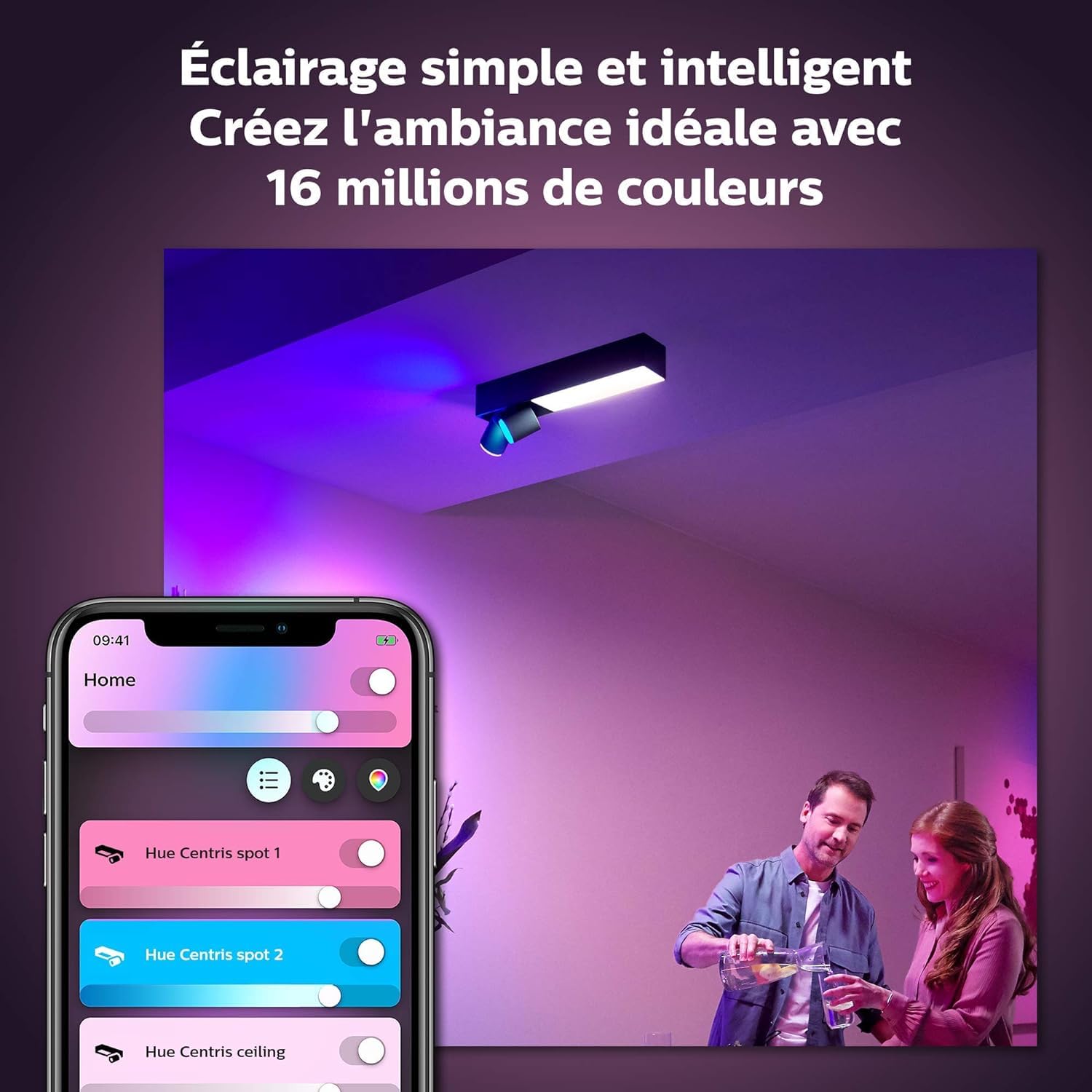 philips-hue-white-color-ambiance-centris-2-spots-encastr-s-plafond-blanc-bluetoo image 4
