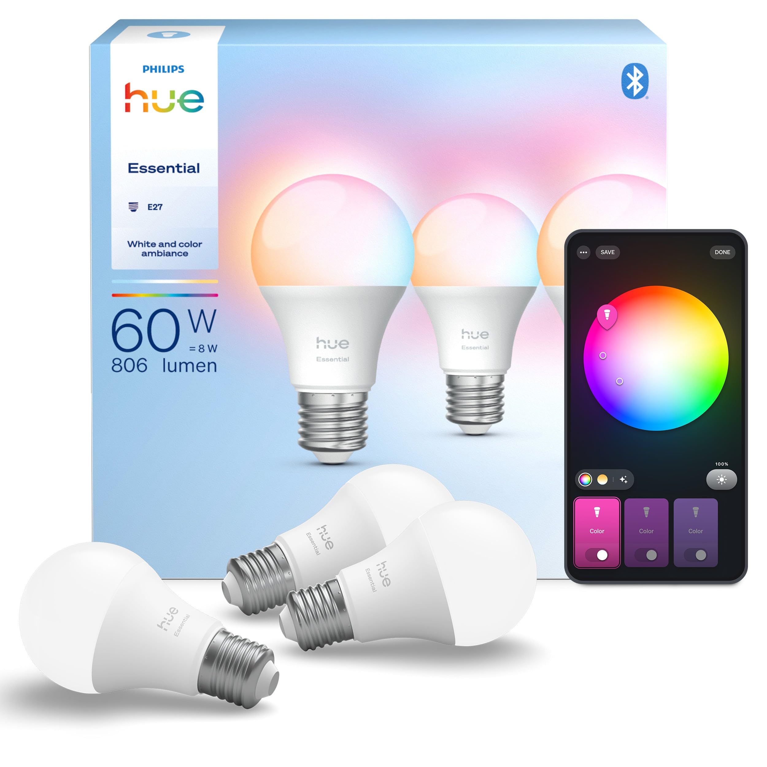 philips-hue-essential-lot-de-3-ampoules-e27-a60-lumi-re-blanche-et-color-e-8-w-b image 3
