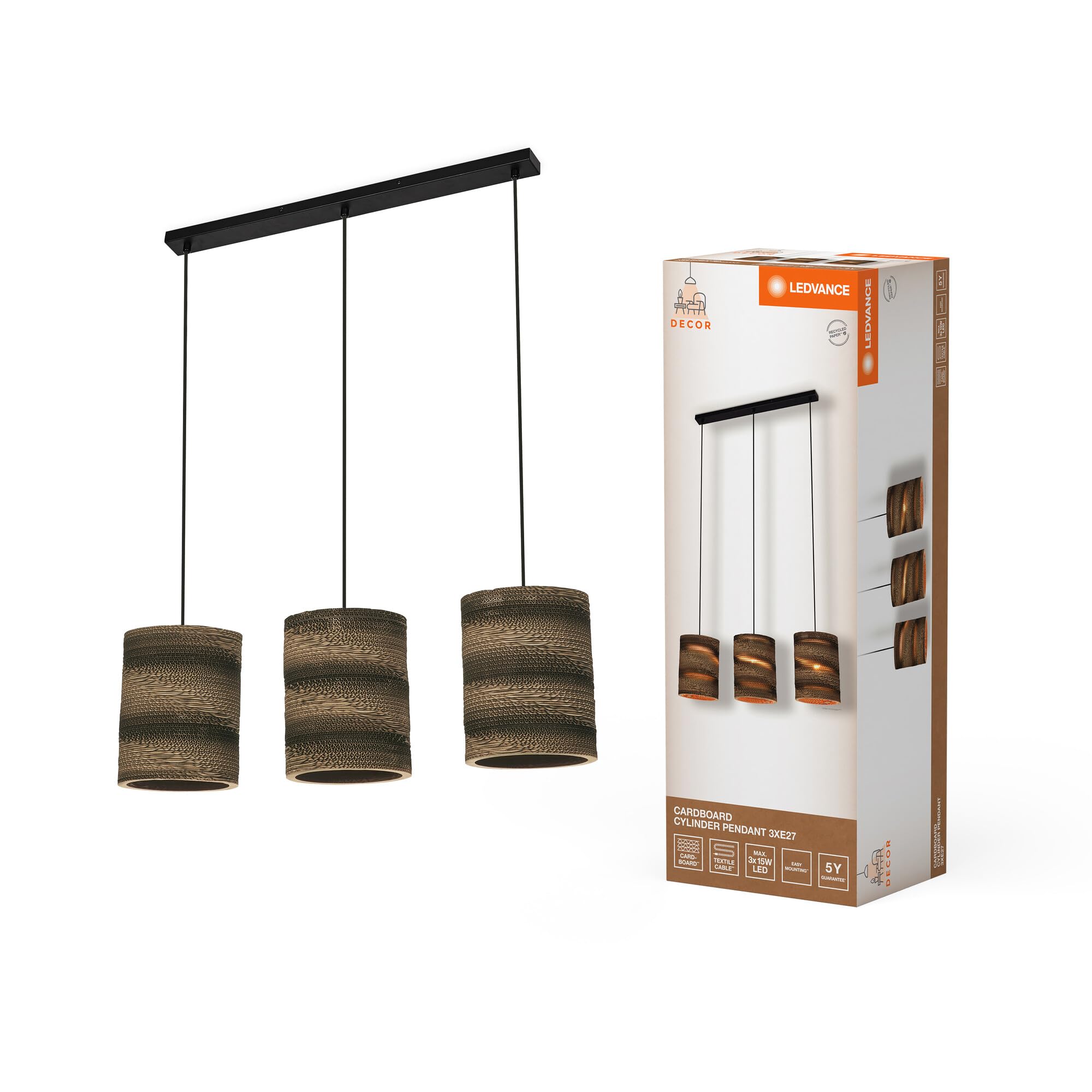 ledvance-decor-cardboard-square-luminaire-suspendu-en-carton-ondul-recycl-e27-25 image 8
