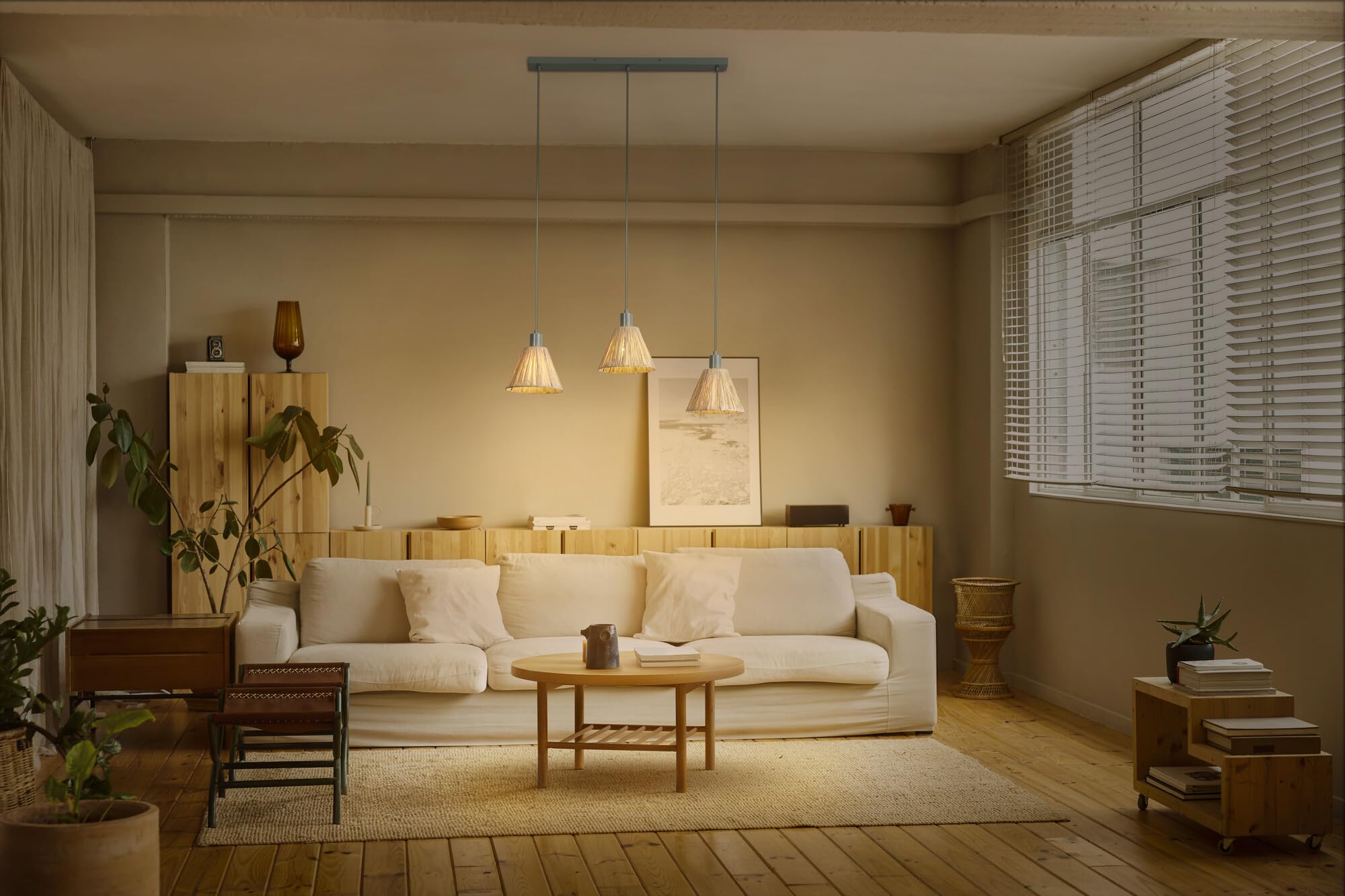 ledvance-decor-raffia-linear-suspension-3-lampes-verte-en-raphia-recycl-et-m-tal image 3