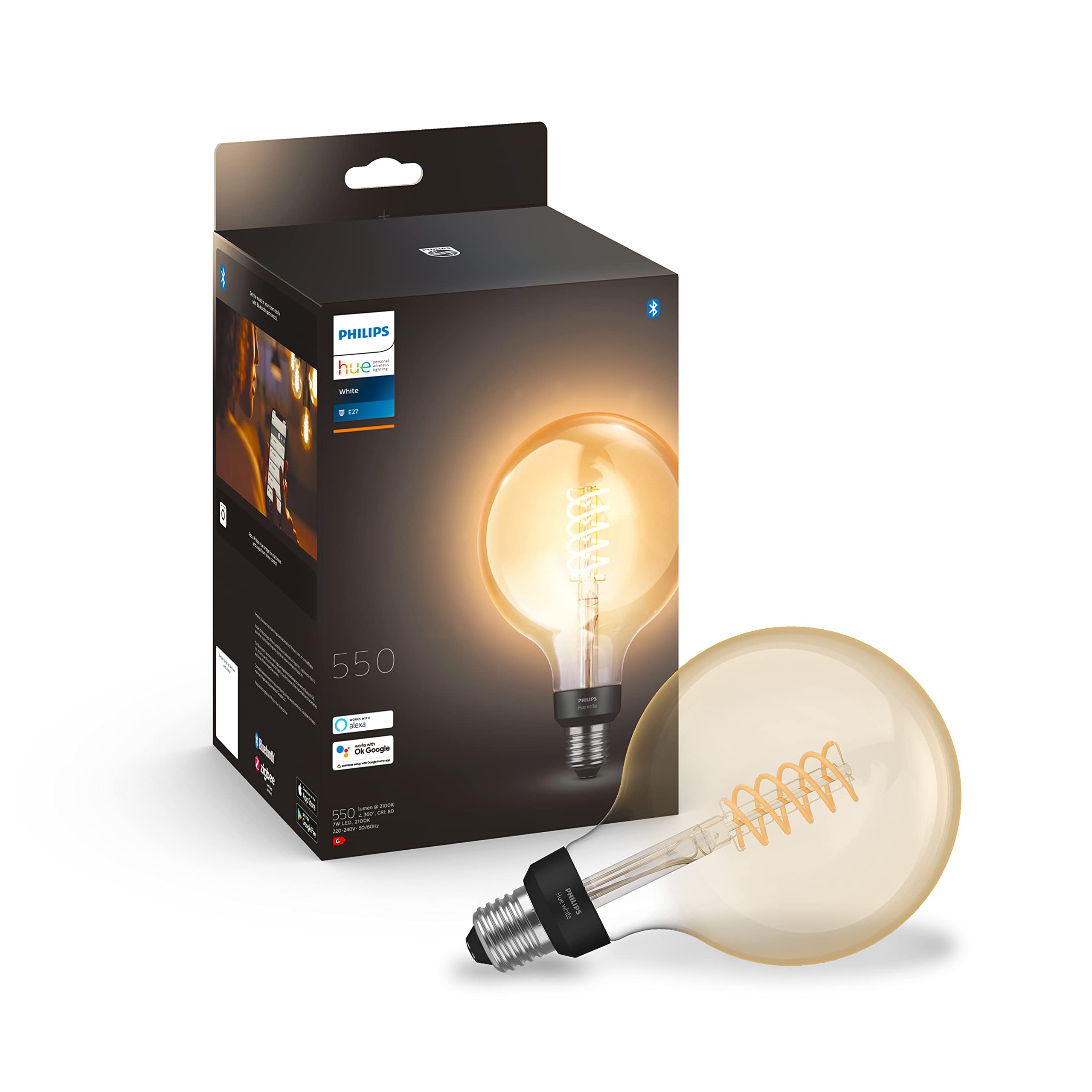 philips-hue-white-filament-pack-e27-avec-2-ampoules-globe-g125-filament-blanc-ch image 2