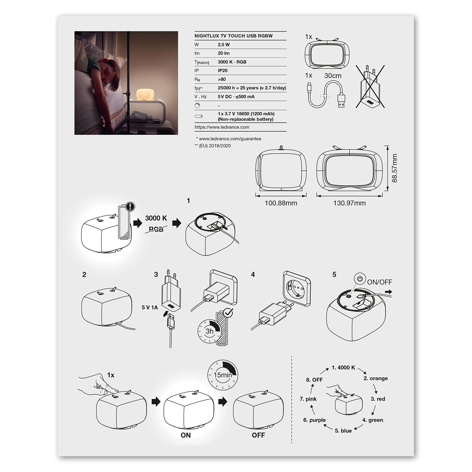 ledvance-veilleuse-led-enfant-lampe-de-nuit-tactile-rgb-avec-t-l-commande-tactil image 4