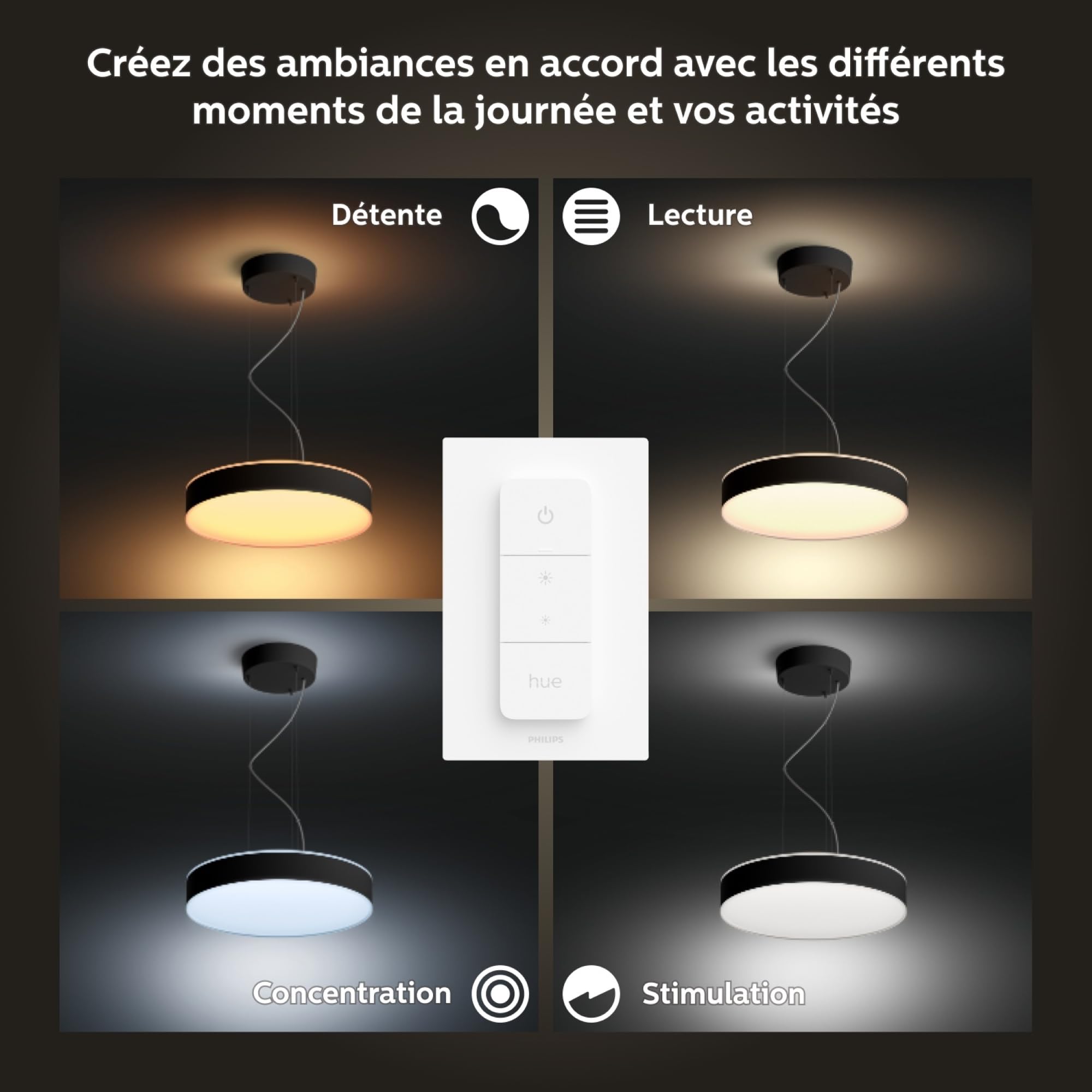philips-hue-white-ambiance-suspension-enrave-noire-compatible-bluetooth-blanc-tu image 4