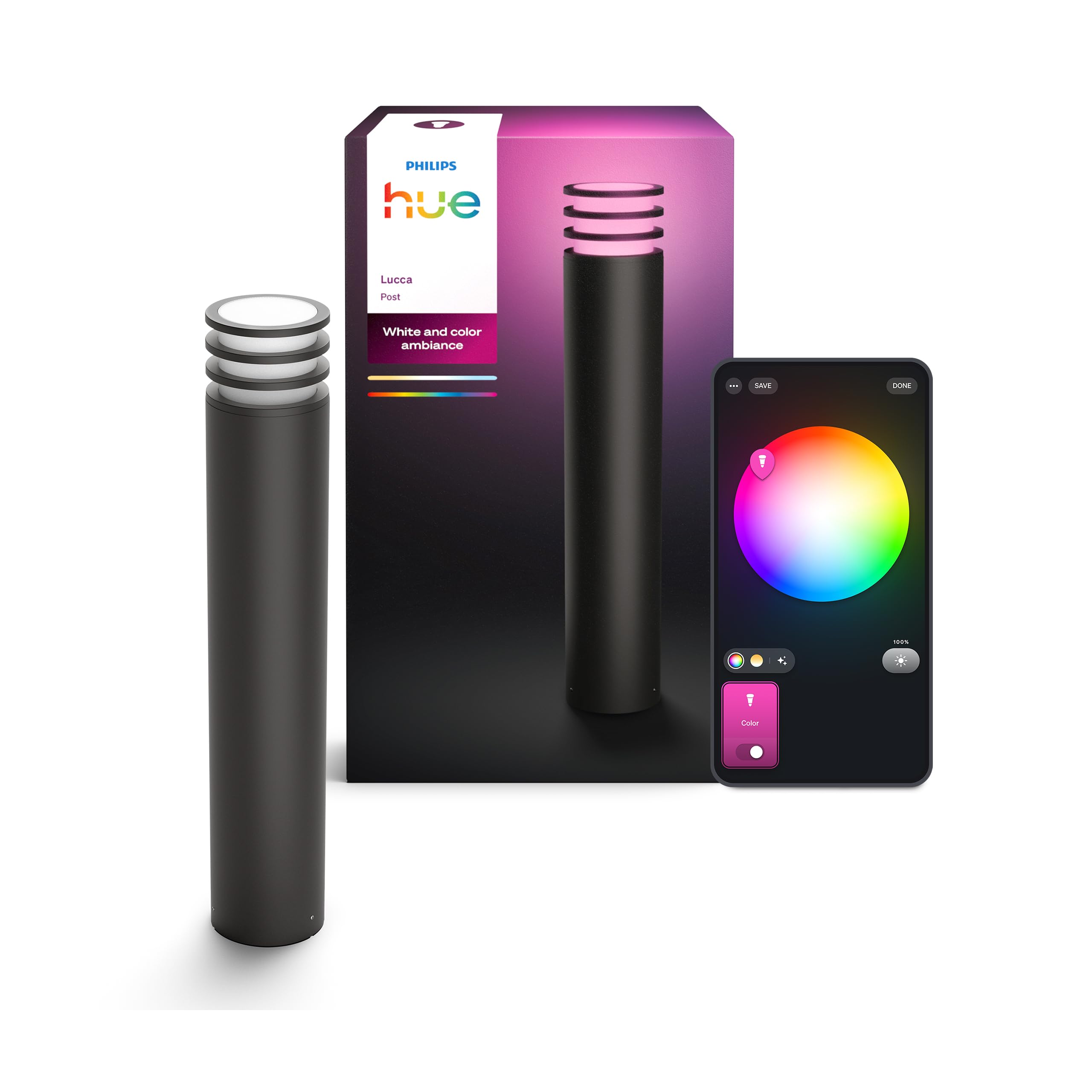 philips-hue-lucca-lampadaire-ext-rieur-white-color-ambiance-1100-lm-ip44-ampoule image 1