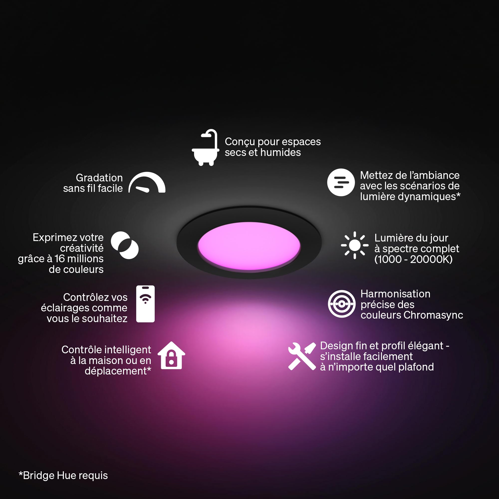 philips-hue-slim-downlight-spot-encastrable-fin-led-1500-lm-170-mm-spectre-compl image 2