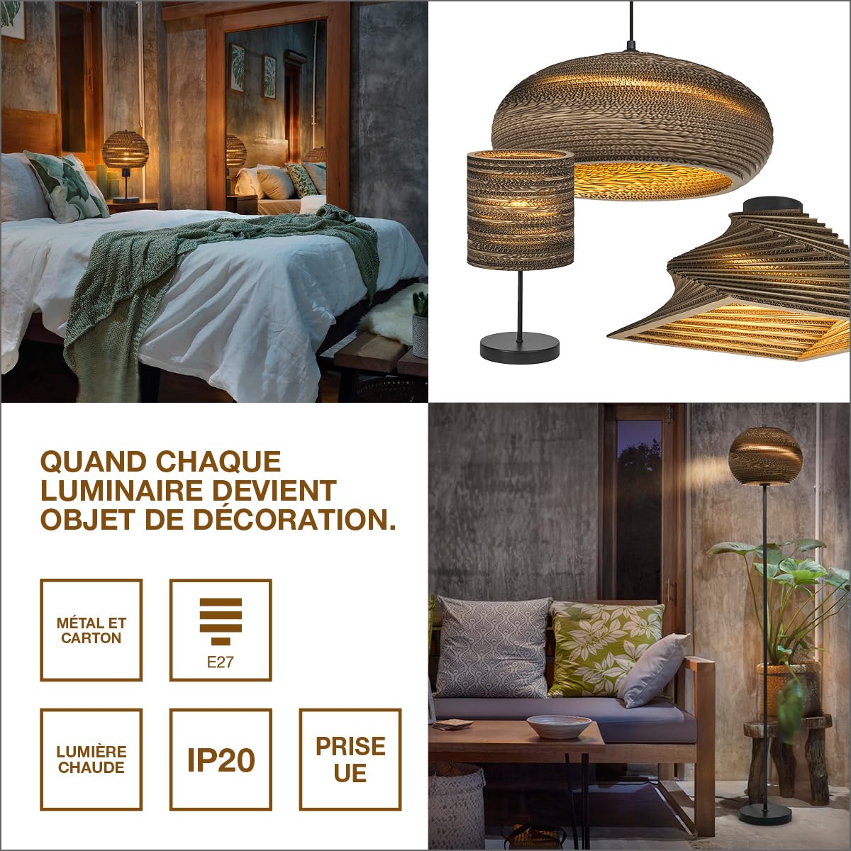 ledvance-decor-cardboard-ball-bell-abat-jour-suspendu-en-carton-ondul-recycl-dou image 4
