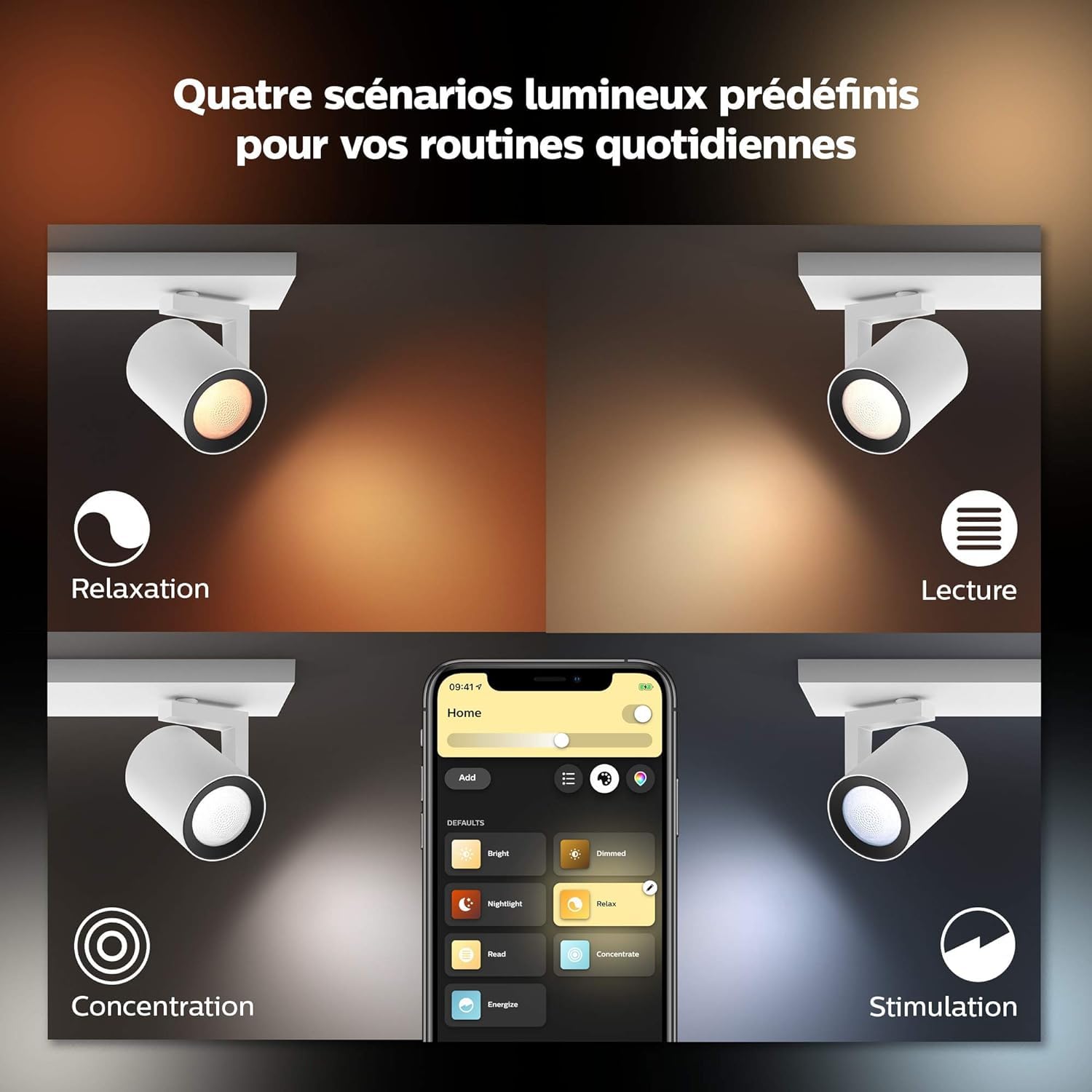 philips-hue-white-color-ambiance-argenta-4-plafonnier-orientable-4-spots-led-dim image 5