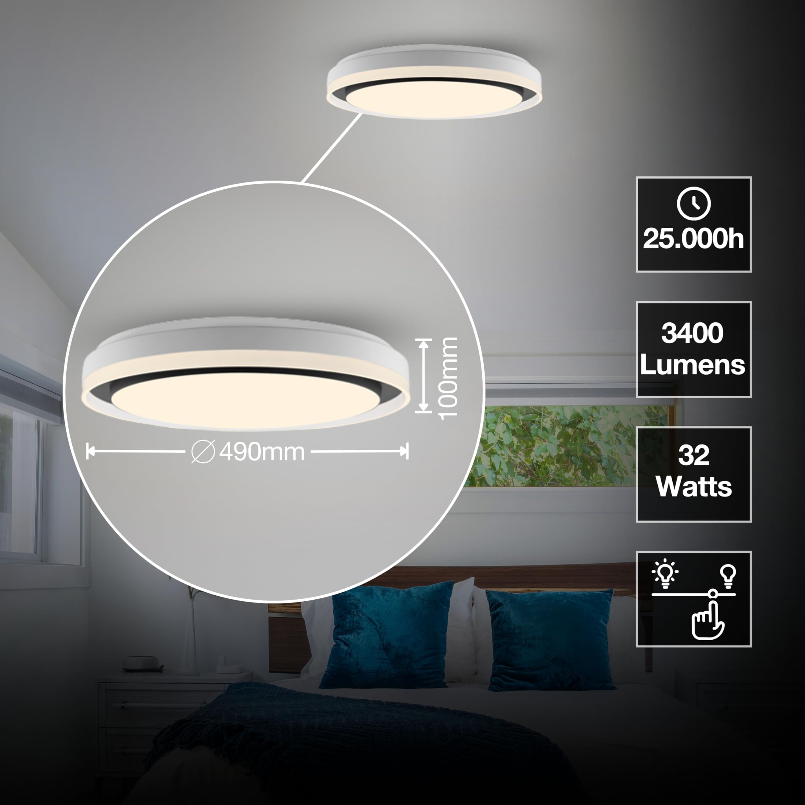 ledvance-smart-wifi-plafonnier-led-32-w-3400-lm-blanc-r-glable-2700-6500k-et-rgb image 7