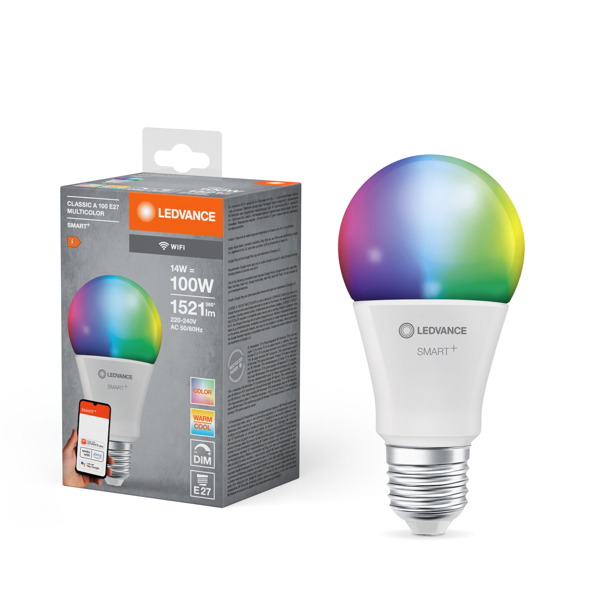 ledvance-smart-wifi-ampoule-led-e27-14-w-1521-lm-lot-de-4-ampoules-intelligentes image 1
