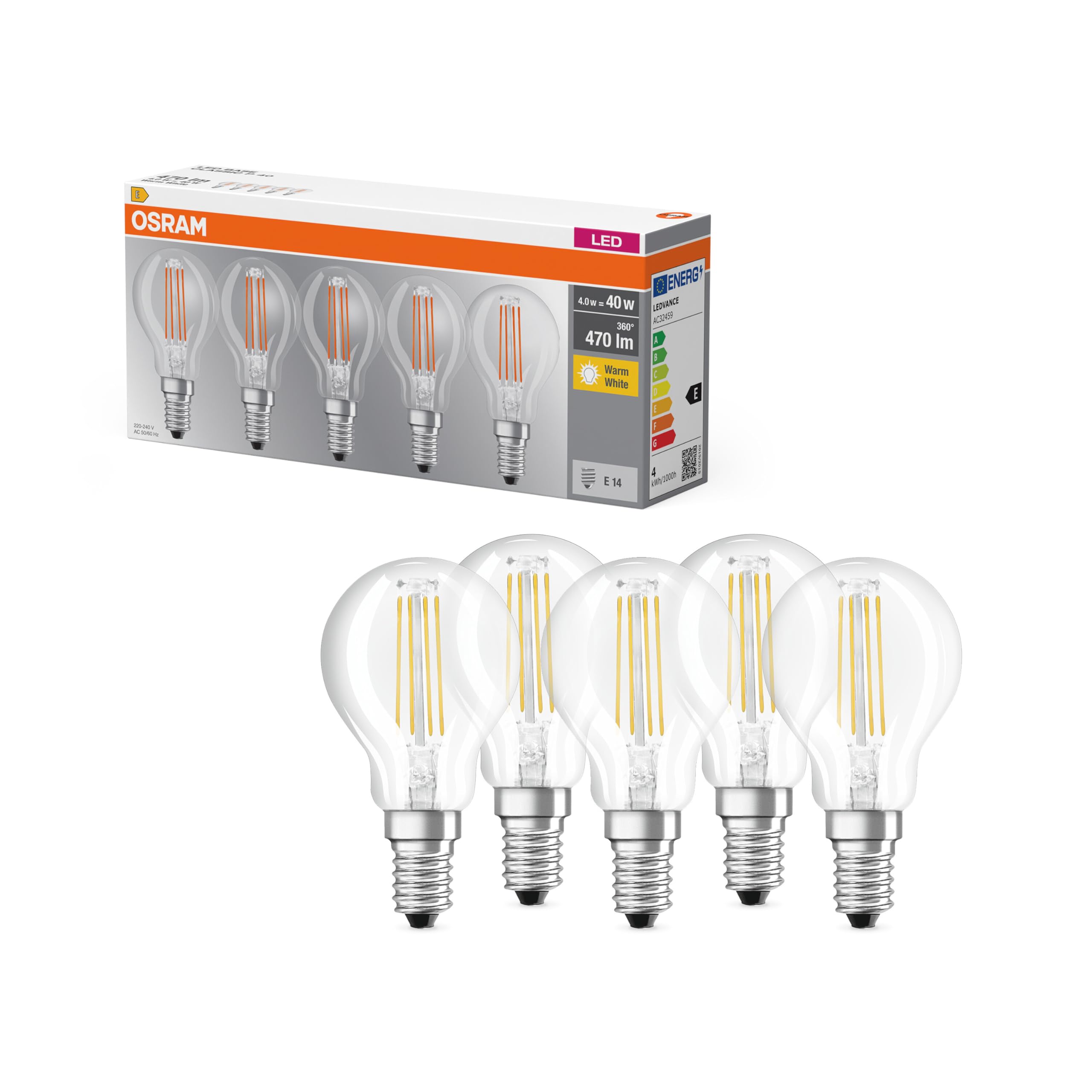 ledvance-osram-led-base-classic-p-lot-de-5-lampes-led-e14-bougie-4-w-quivalent-4 image 4