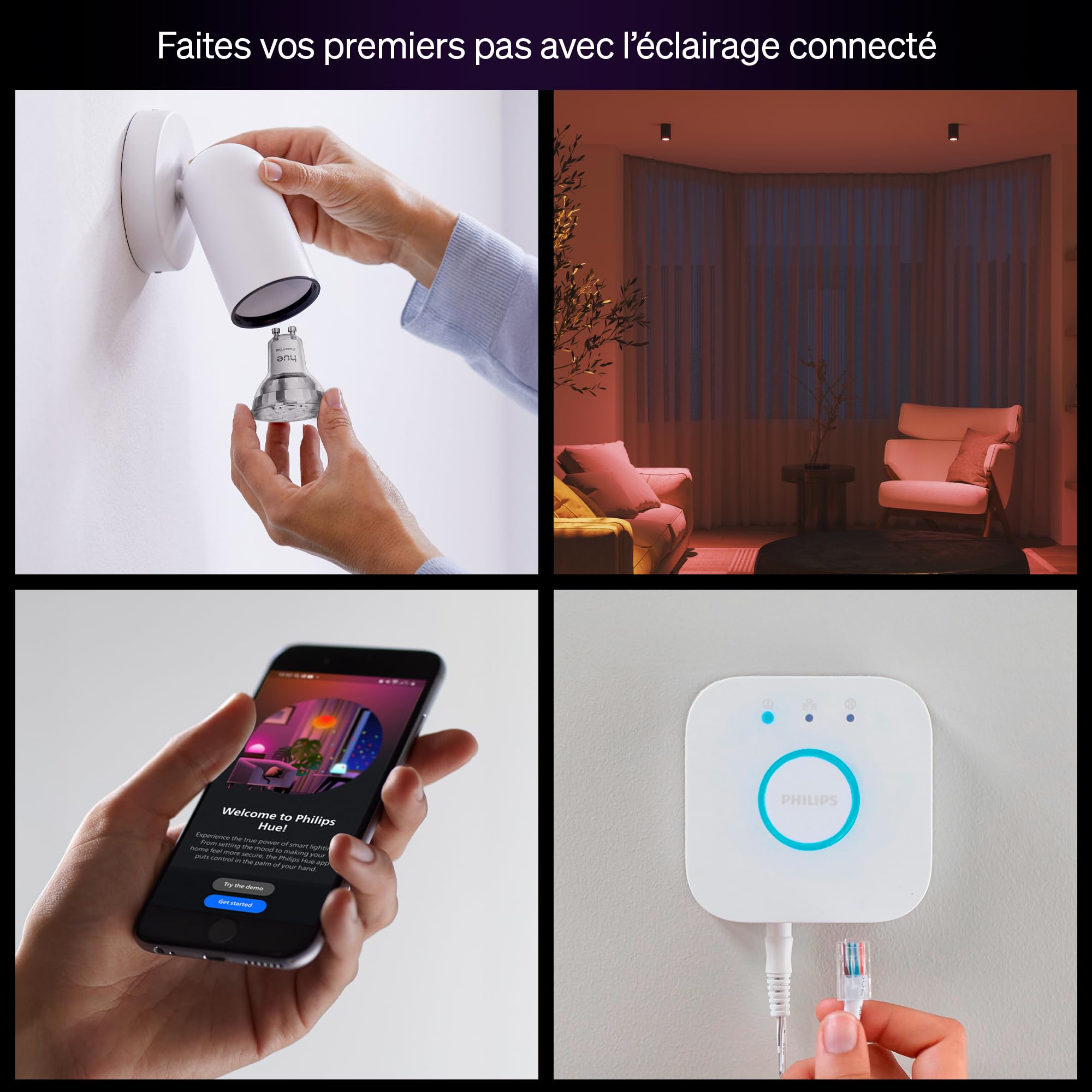 philips-hue-essential-kit-de-d-marrage-bridge-3-ampoules-gu10-connect-es-smart-b image 2