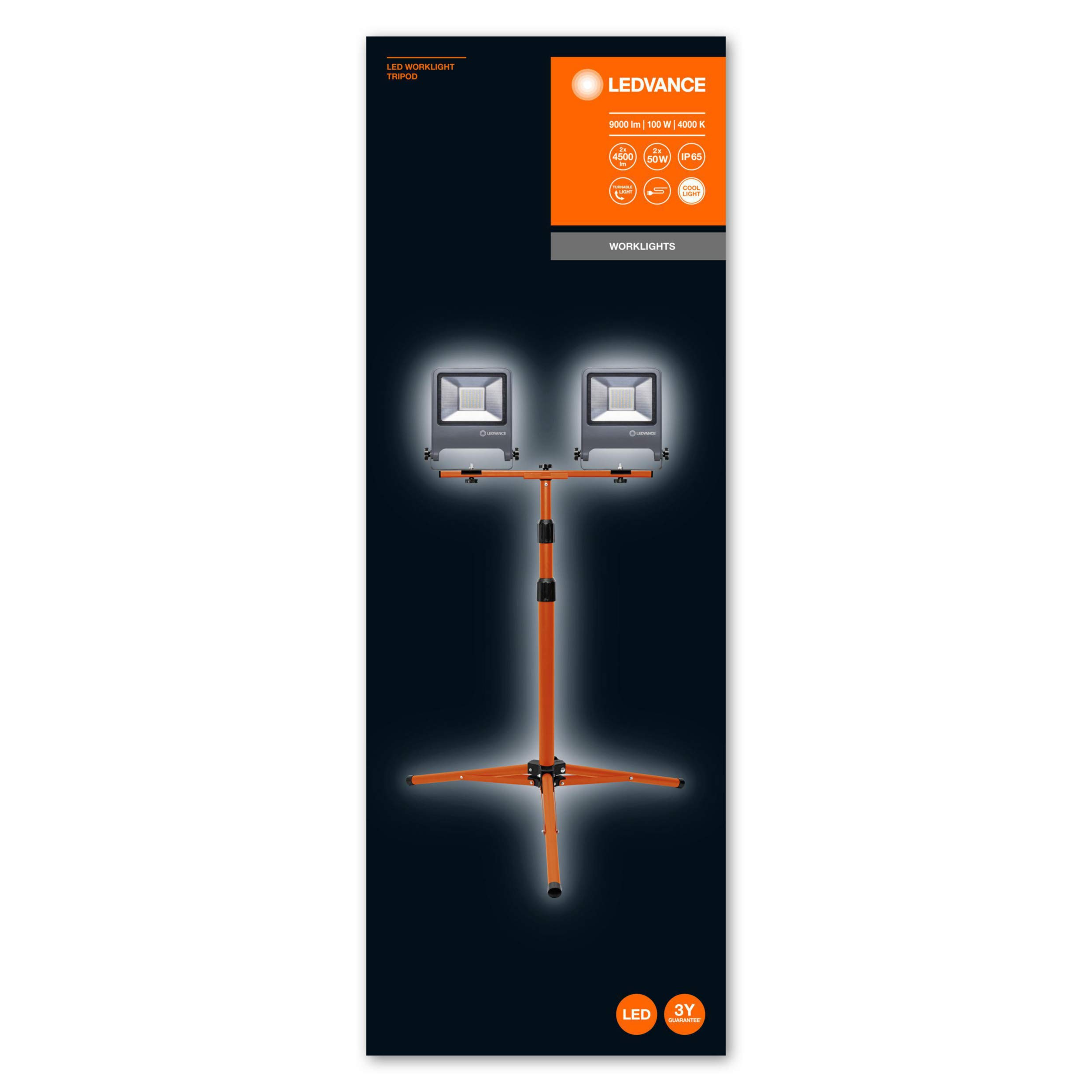 ledvance-endura-flood-projecteur-led-de-chantier-2x50w-sur-tr-pied-aluminium-gri image 2